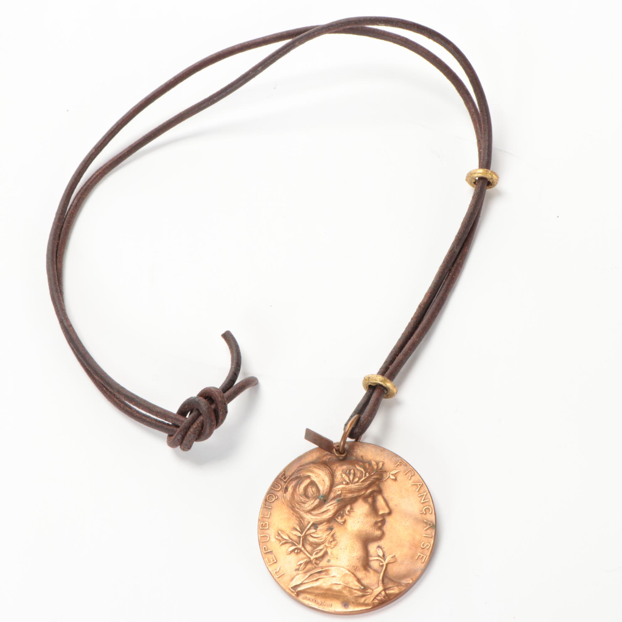 Maggie Smith Found Object Necklace with French Marianne Medallion