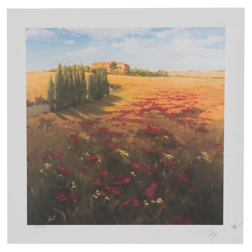 Michael Logan Offset Lithograph "Field of Poppies," Late 20th Century