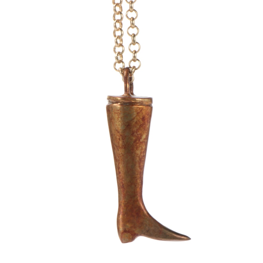 Maggie Smith Found Object Necklace with Bronze Boot "Riding Boot"