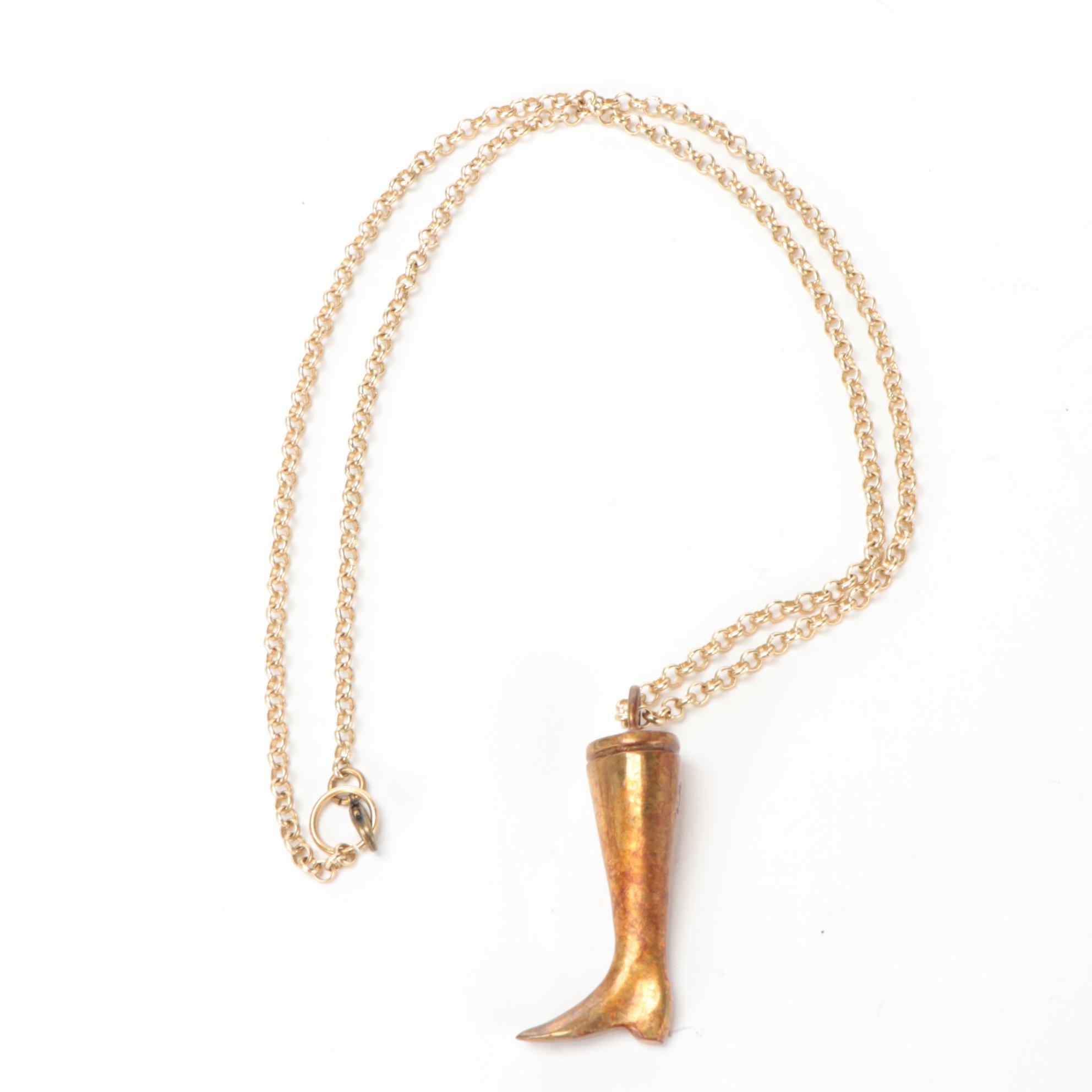 Maggie Smith Found Object Necklace with Bronze Boot "Riding Boot"
