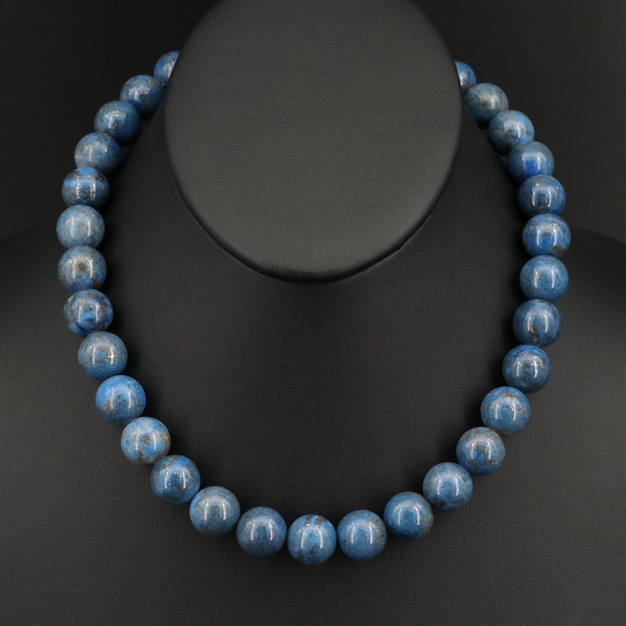 Denim Lapis Lazuli Necklace with 10K and 18K Clasp