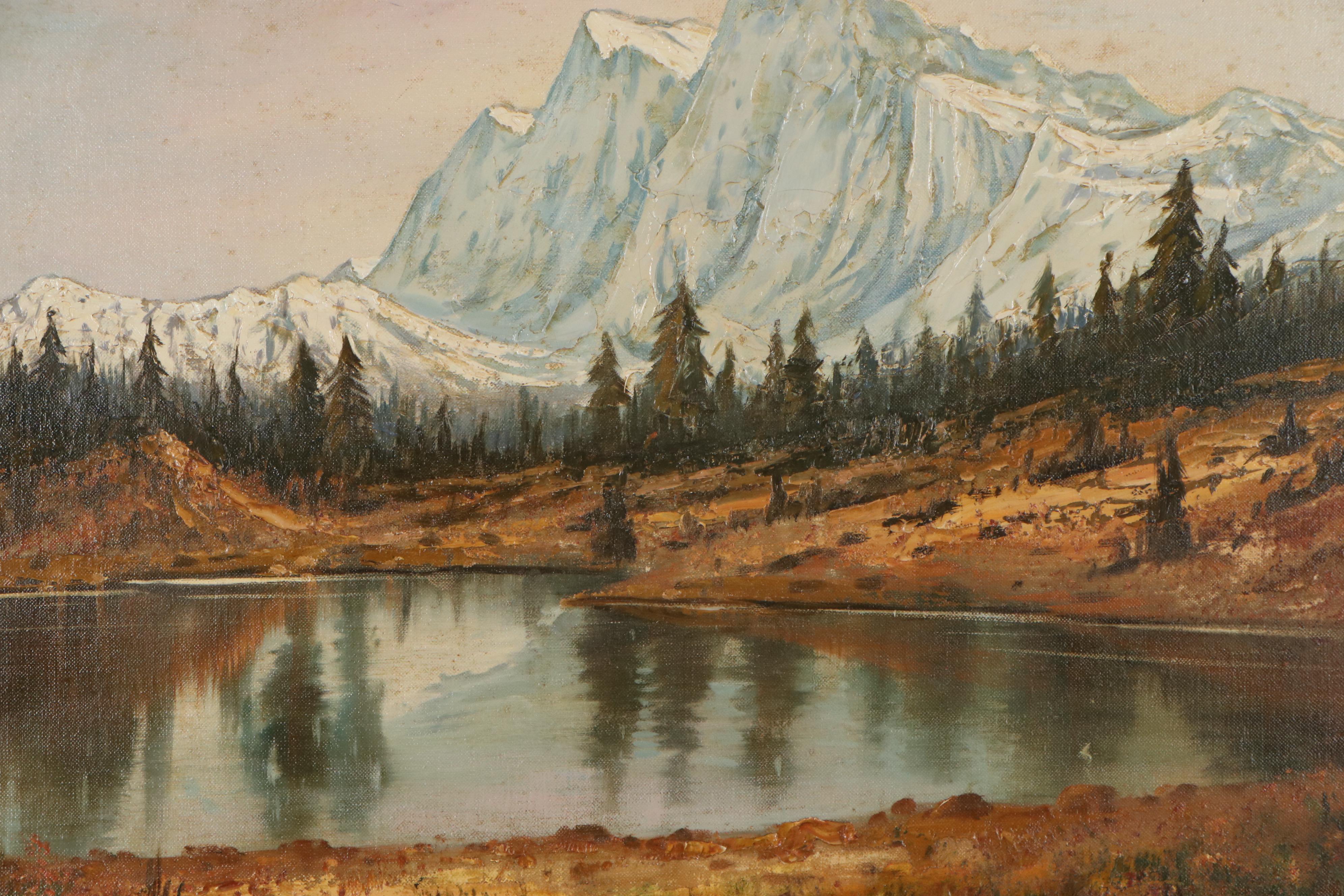 Clifton Wheeler Oil Painting of Mountain Lake, 1951