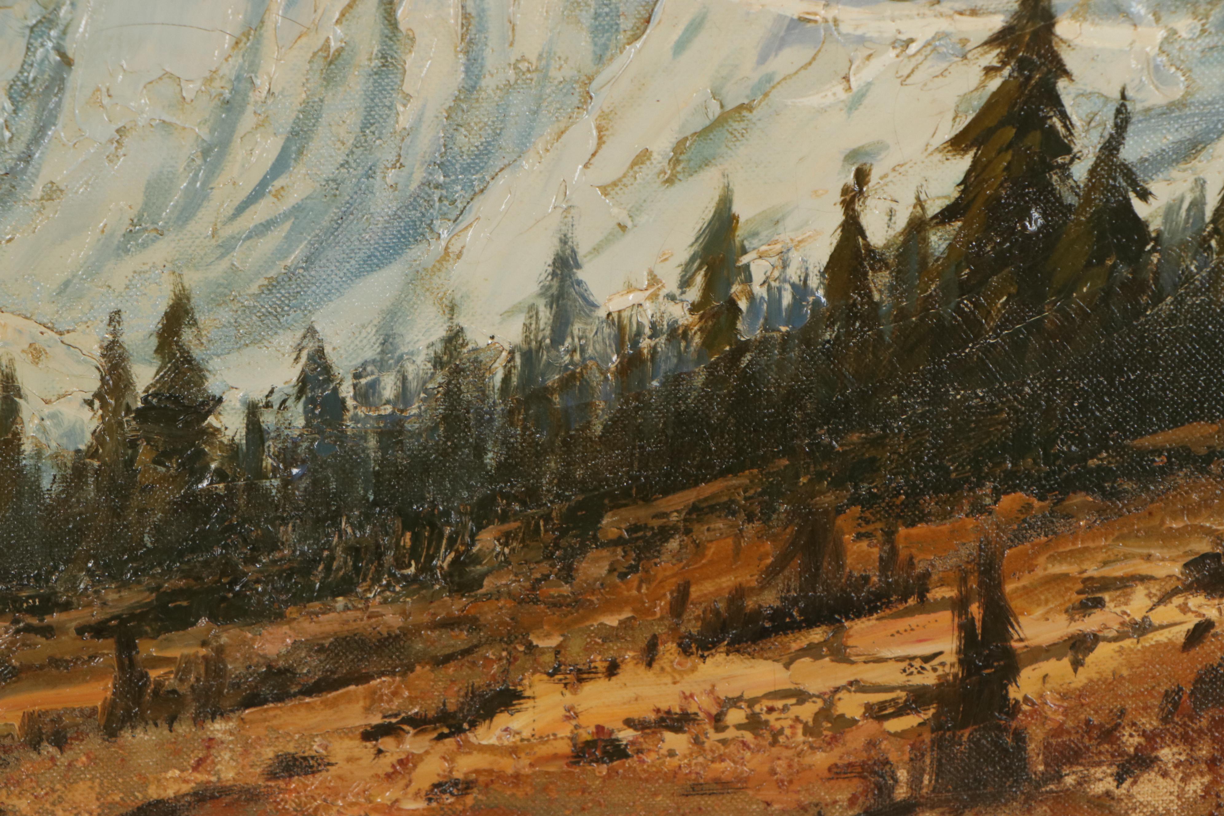Clifton Wheeler Oil Painting of Mountain Lake, 1951