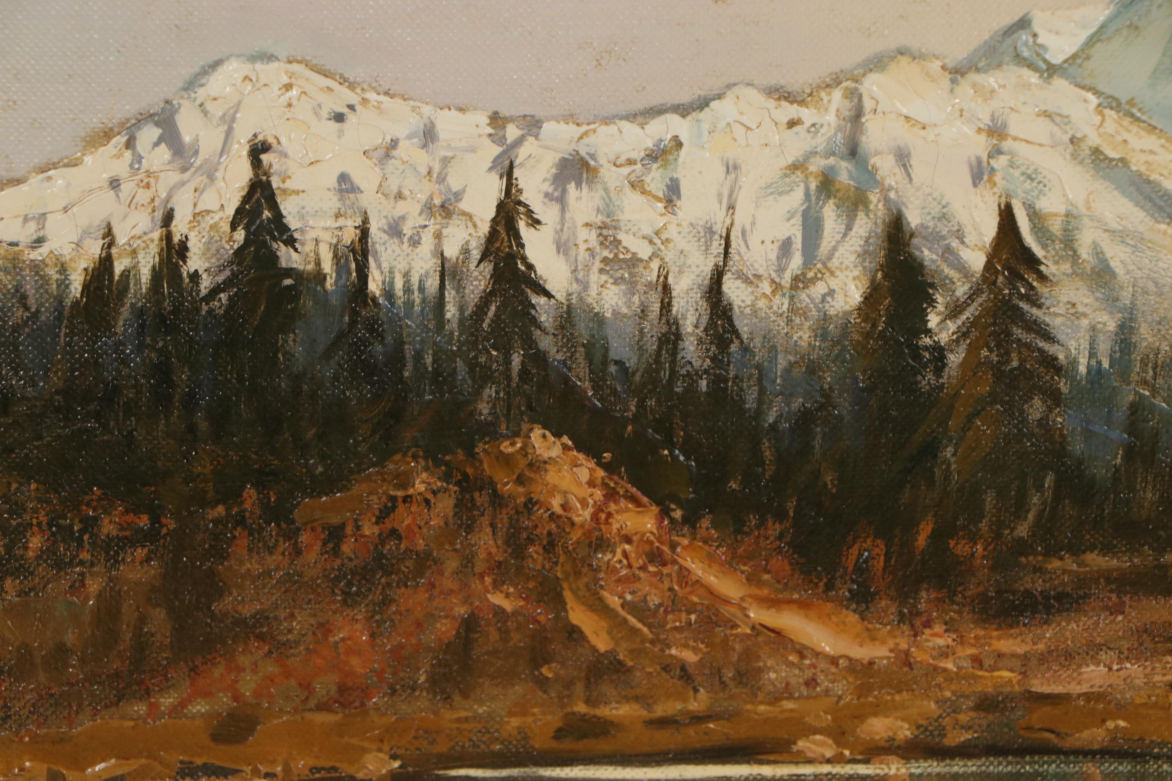 Clifton Wheeler Oil Painting of Mountain Lake, 1951