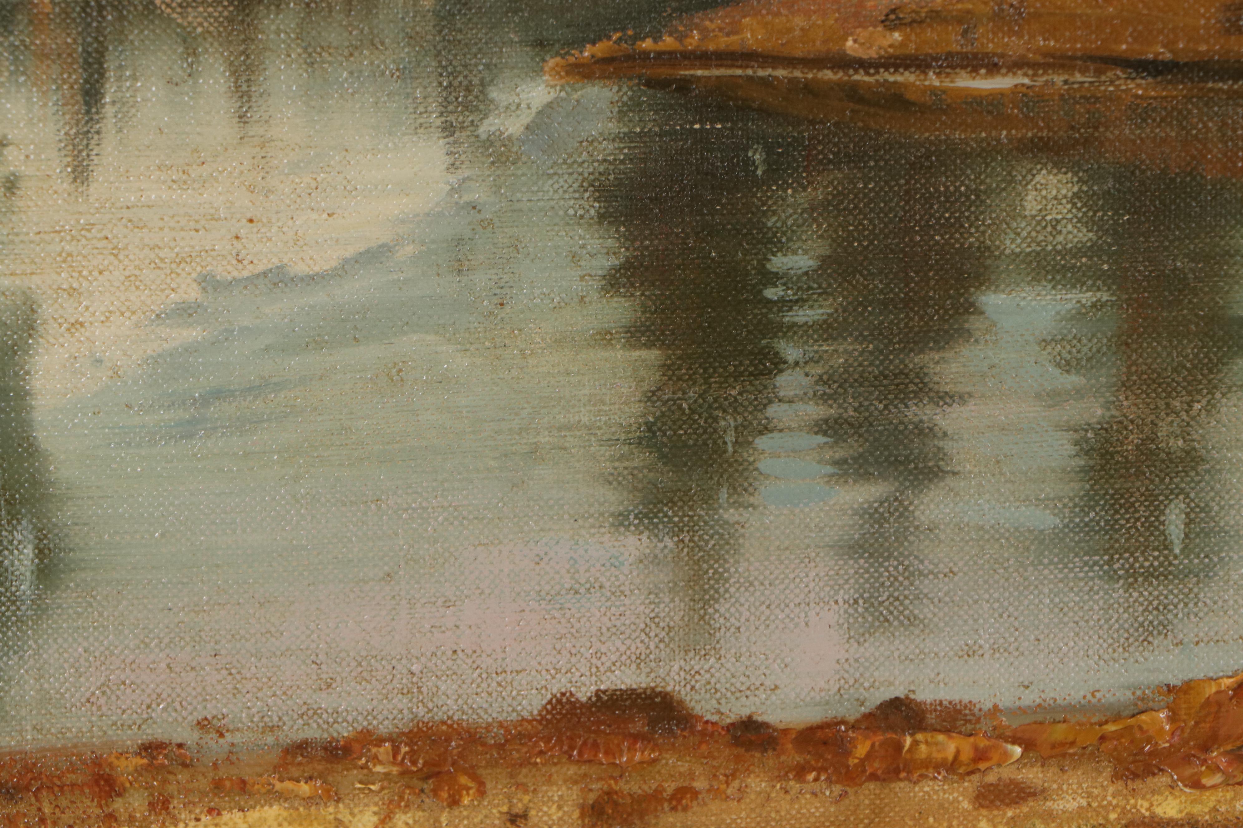 Clifton Wheeler Oil Painting of Mountain Lake, 1951