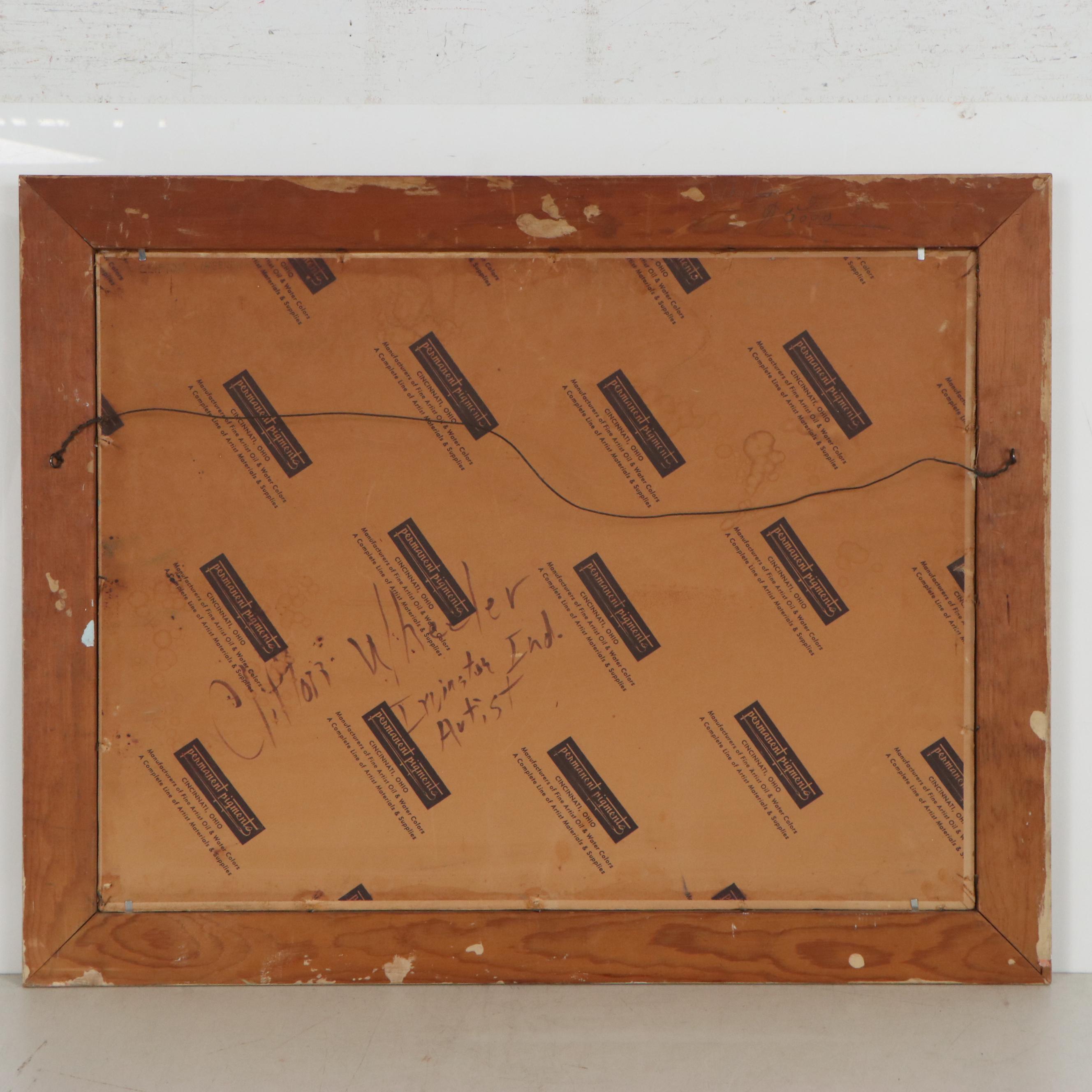 Clifton Wheeler Oil Painting of Mountain Lake, 1951