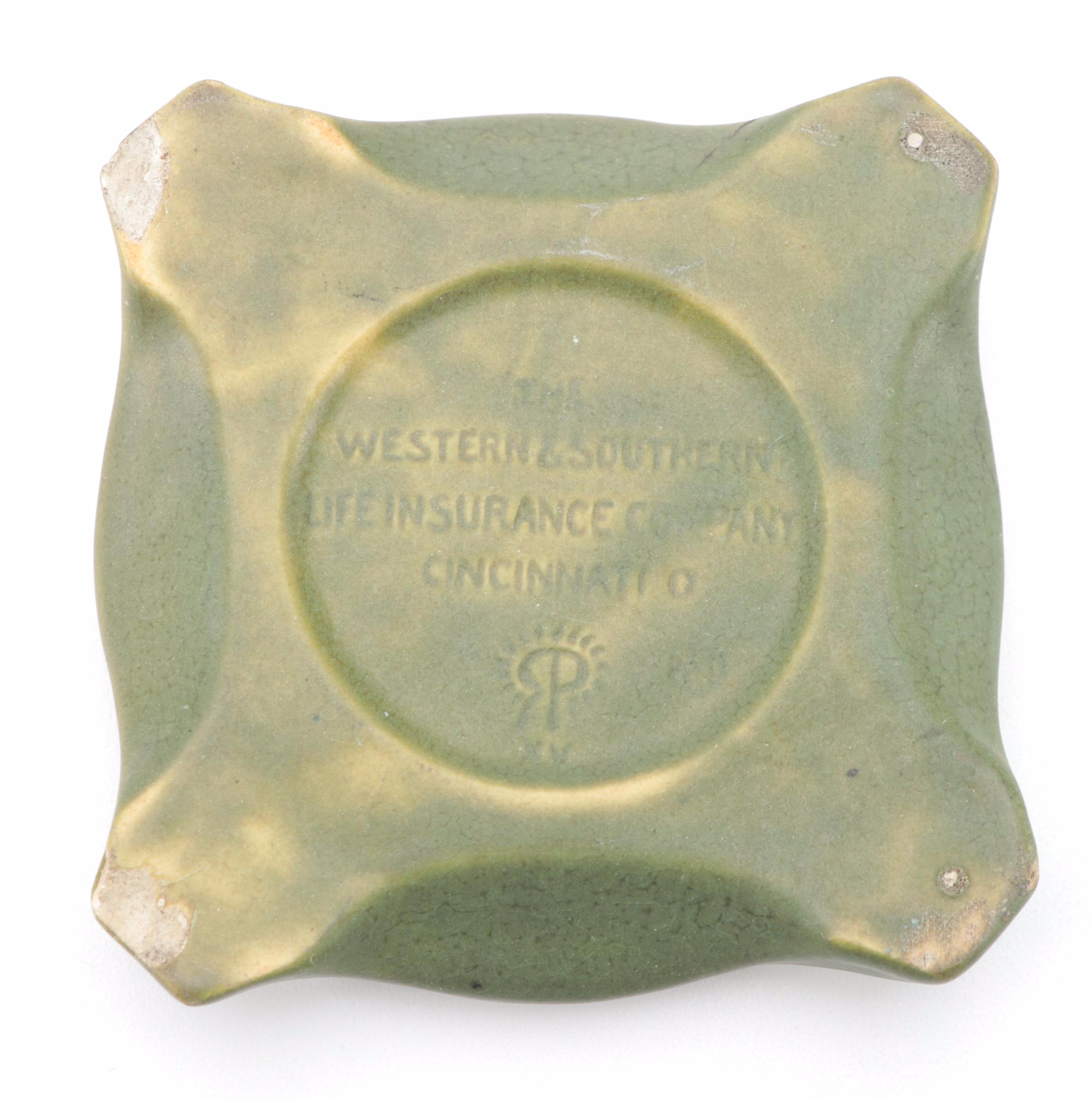 Rookwood Pottery Western & Southern Life Insurance Ceramic Cigar Ashtray, 1915