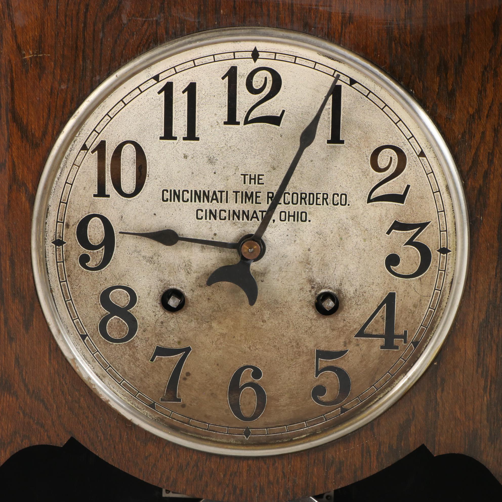 The Cincinnati Time Recorder Co. Oak Case Pendulum Clock, Early 20th Century