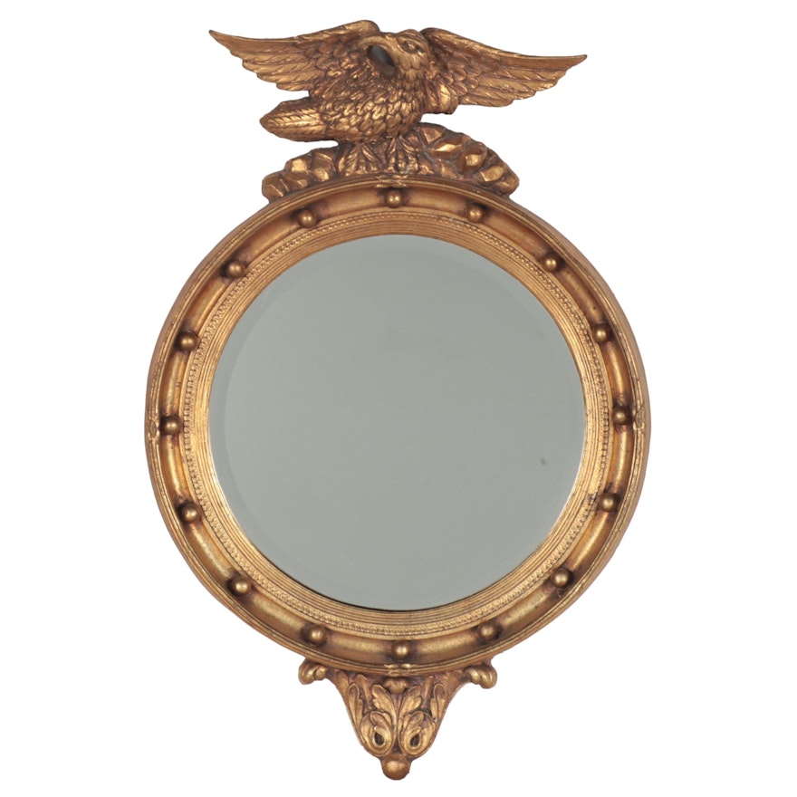 Federal Style Giltwood Round Wall Mirror, Early to Mid 20th Century
