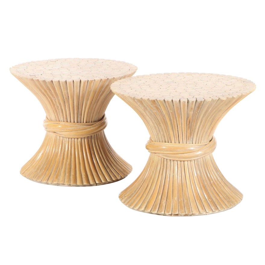 Pair of Bundled Reed Occasional Tables