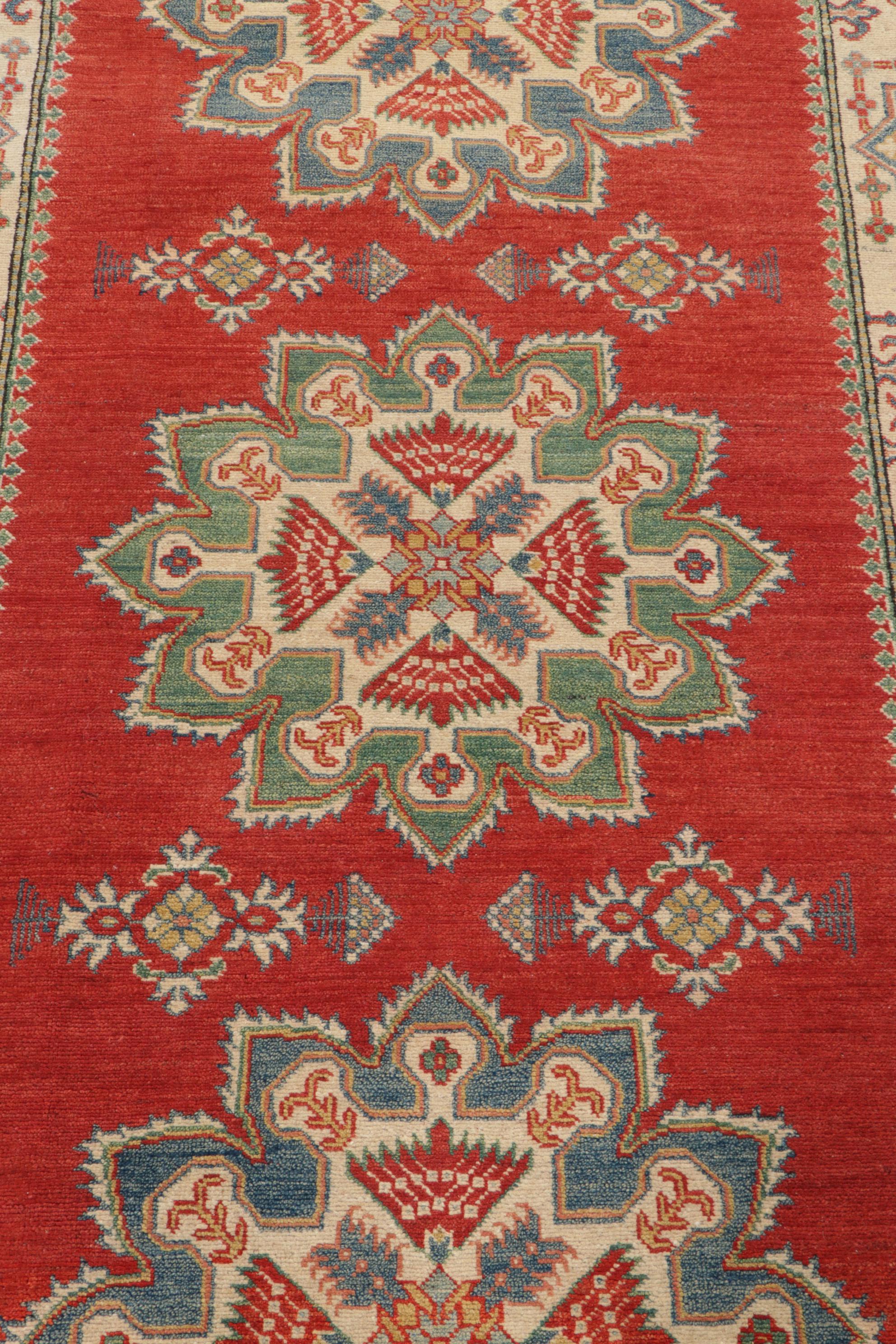 4'10 x 13' Hand-Knotted Indo-Caucasian Kazak Long Rug