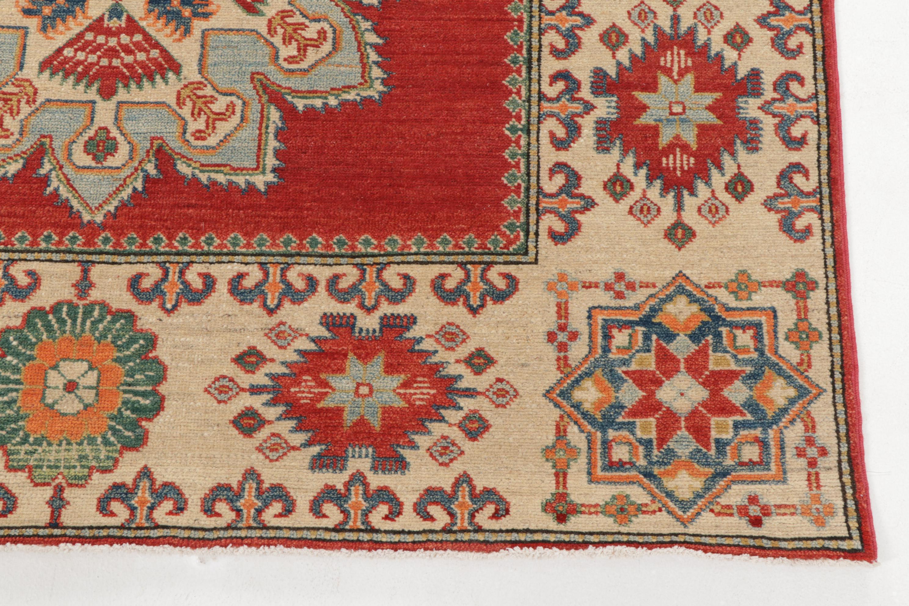 4'10 x 13' Hand-Knotted Indo-Caucasian Kazak Long Rug