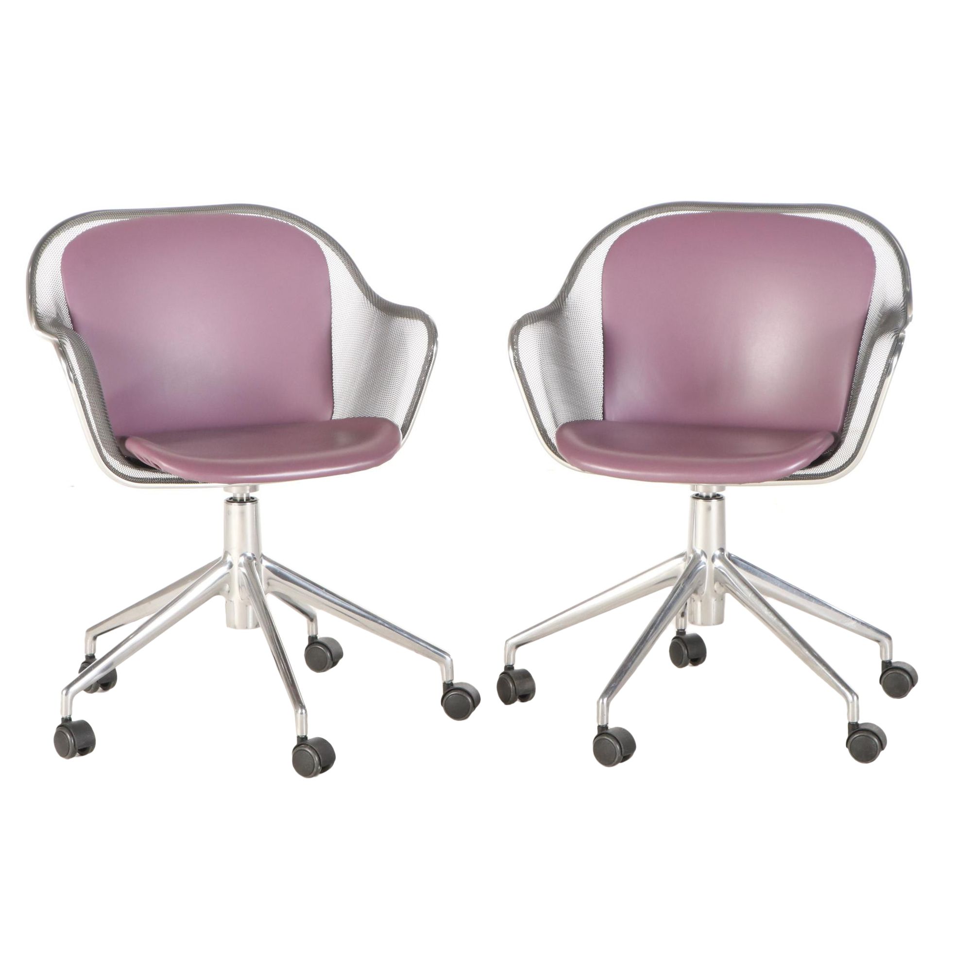 B&B Italia "Maxalto" Mesh and Metal Swivel Office Chairs by Antonio Citterio