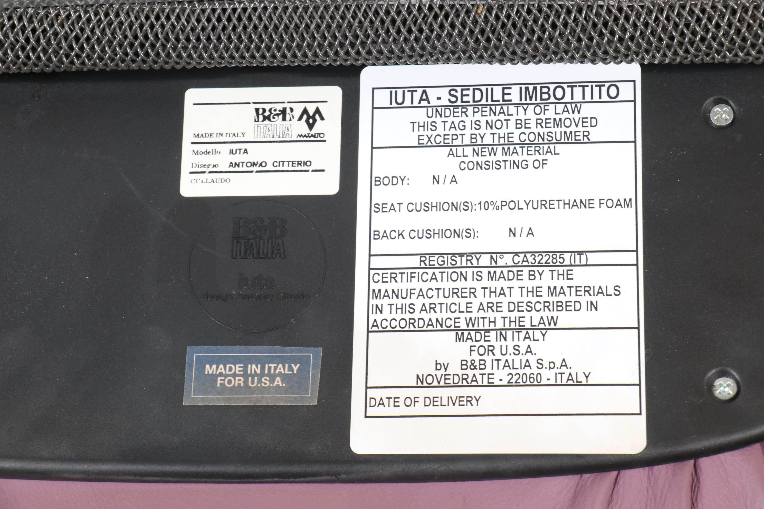 B&B Italia "Maxalto" Mesh and Metal Swivel Office Chairs by Antonio Citterio