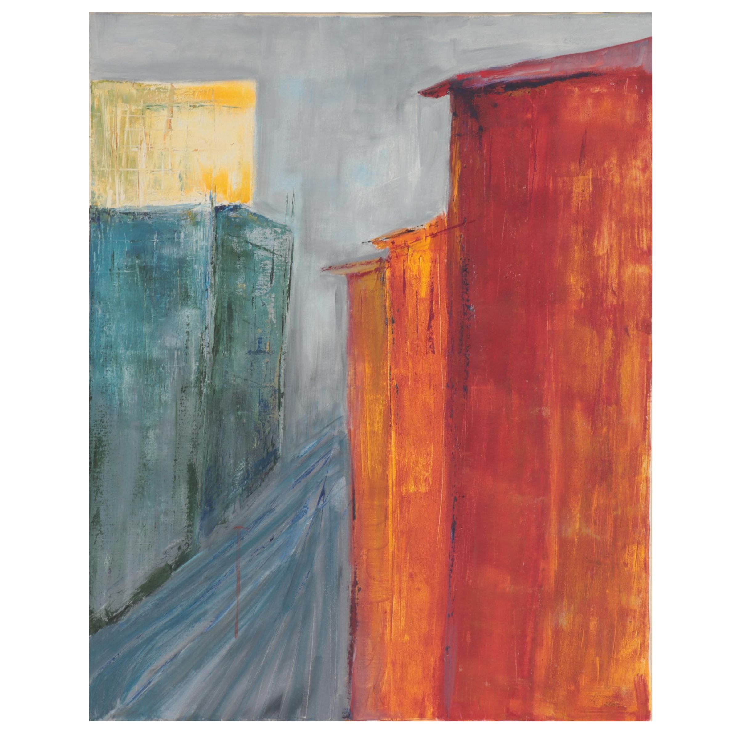 Abstract Street Scene Oil Painting, 2001