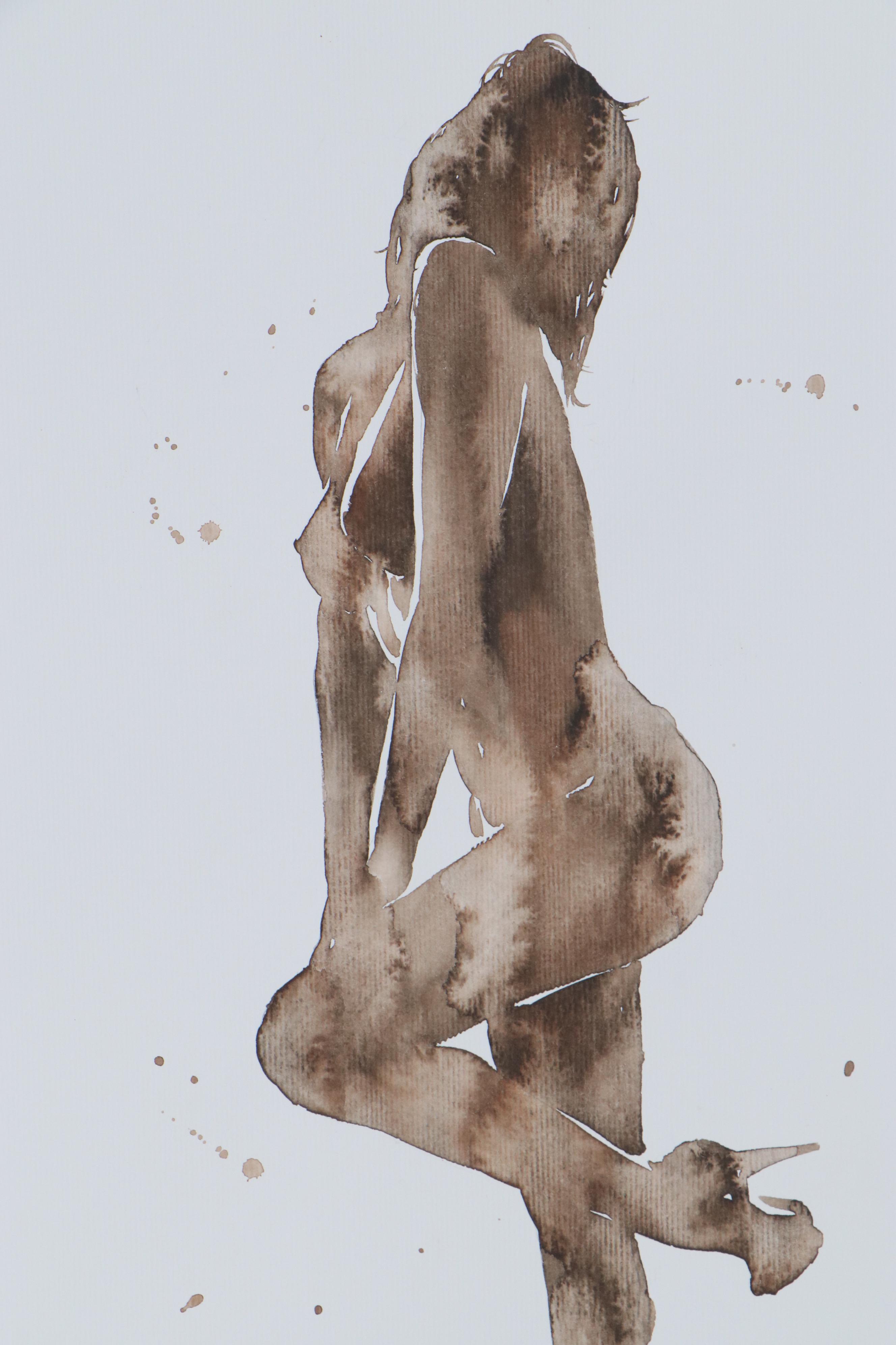 Anastasija Serdnova Watercolor Painting of Female Nude, 2020