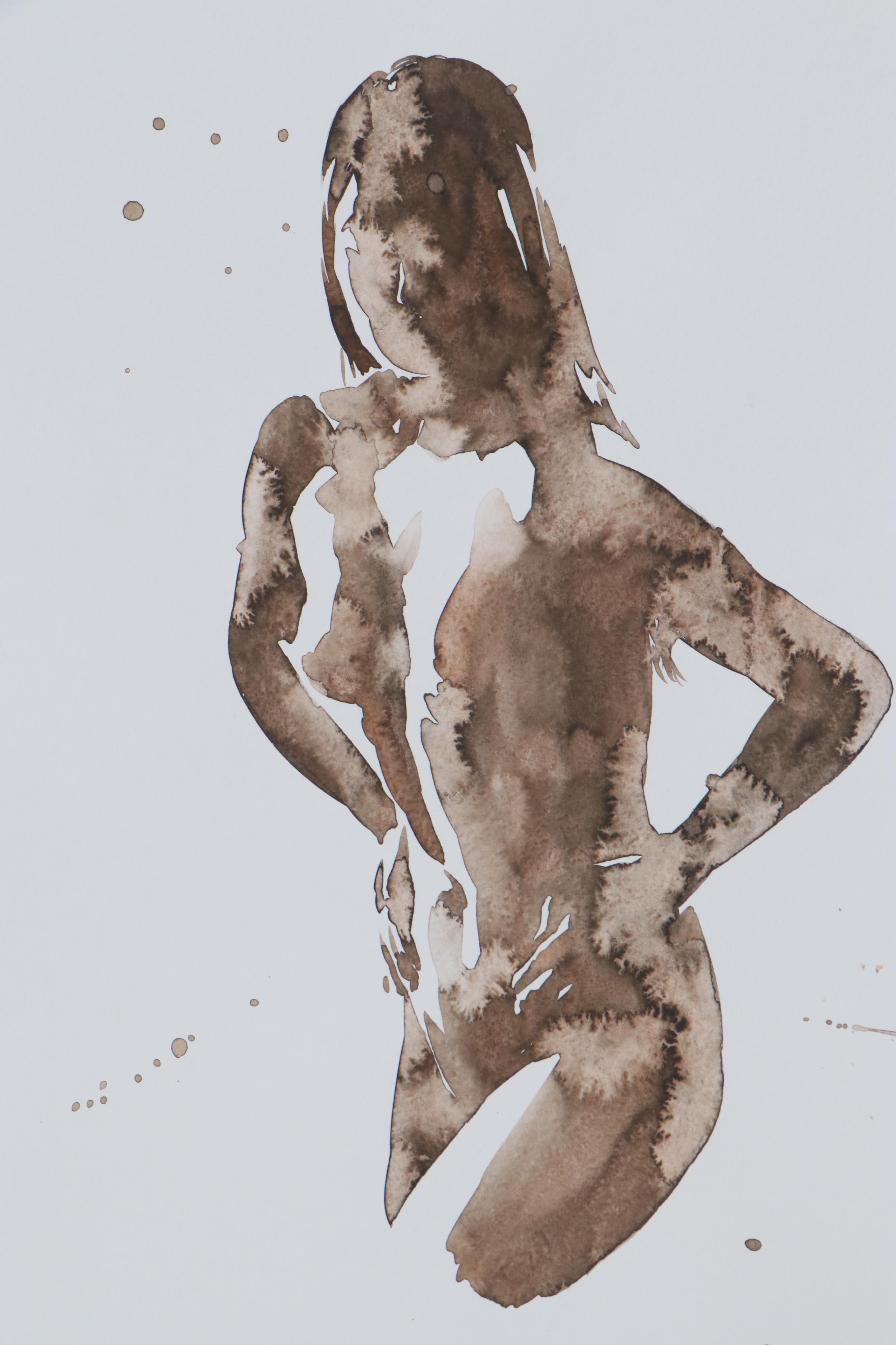 Anastasija Serdnova Watercolor Painting of Female Nude, 2020