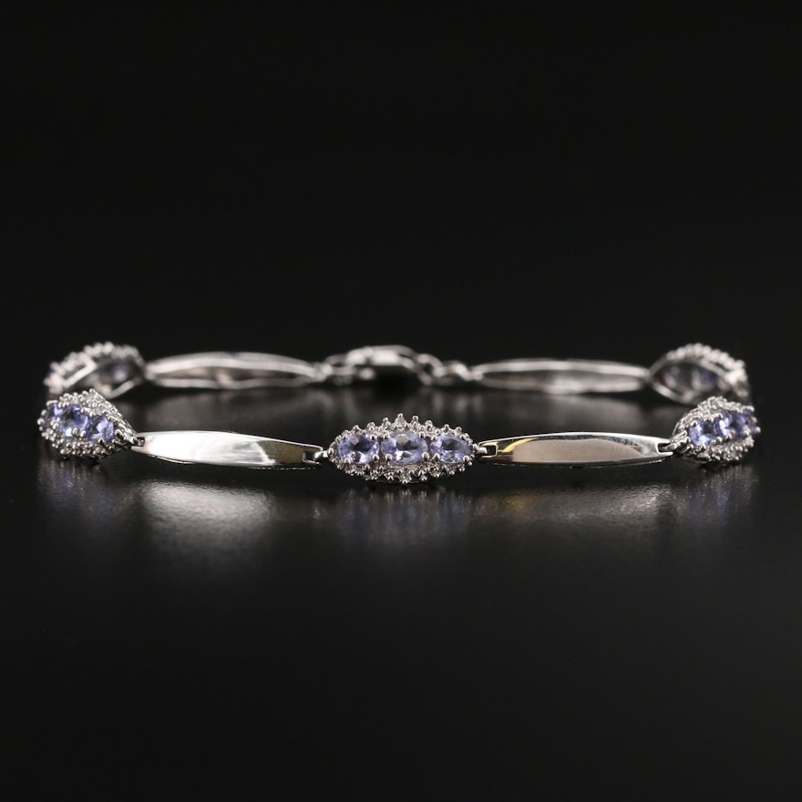 10K Tanzanite and Diamond Link Bracelet