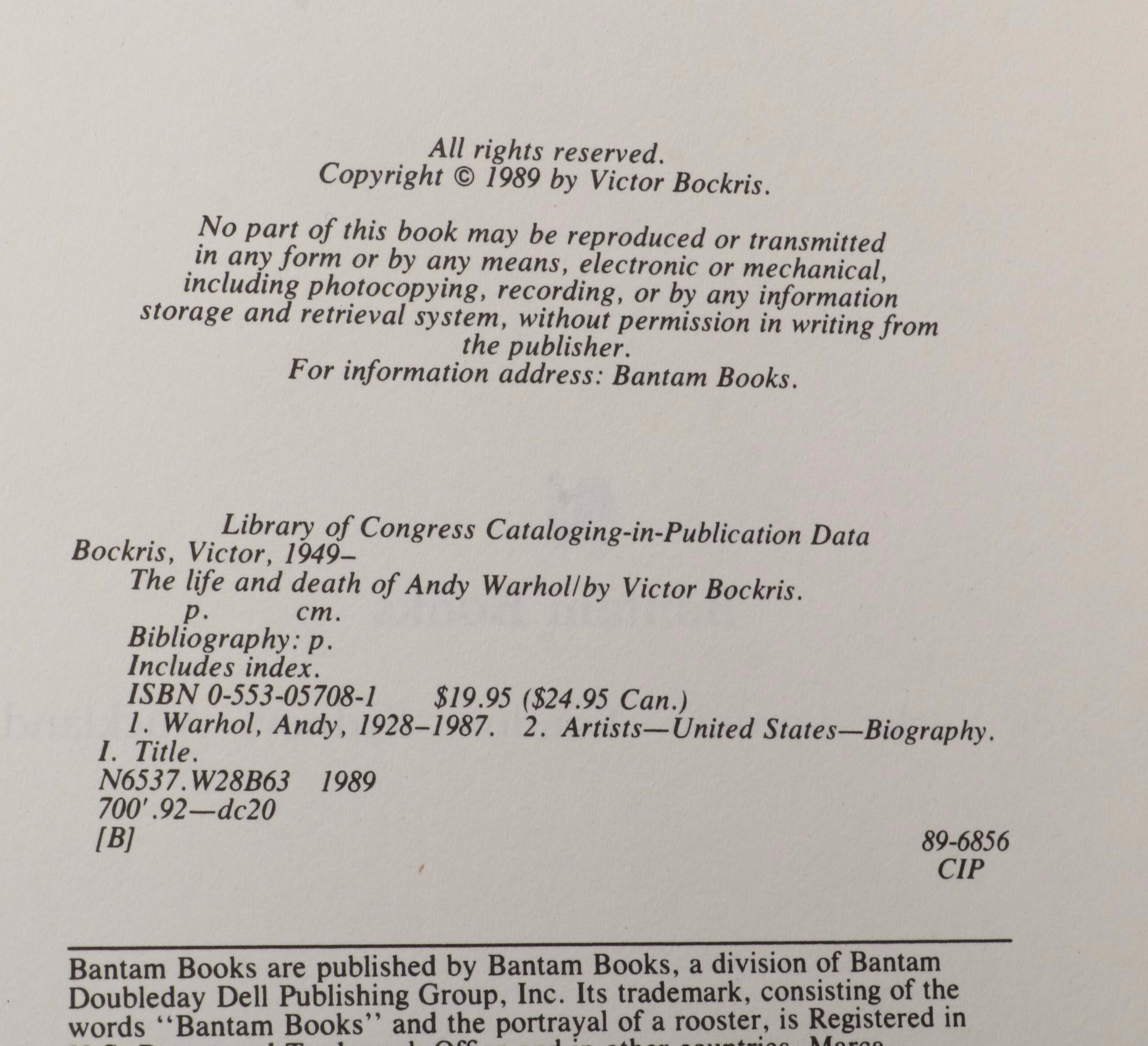 First Edition "The Life and Death of Andy Warhol" and More Warhol Books