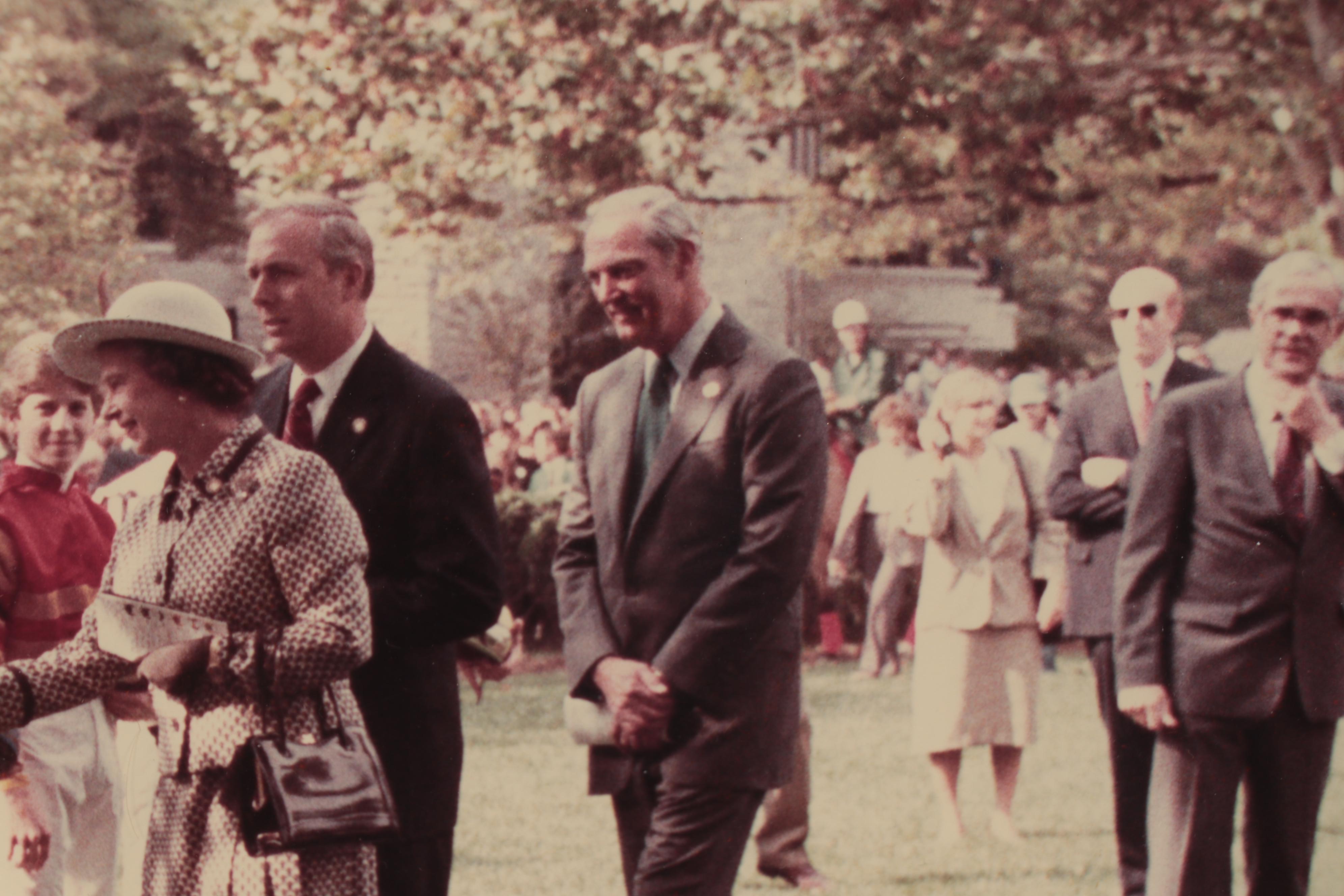 Bill Straus Photograph of Queen Elizabeth Meeting Jockeys, Keeneland, 1984