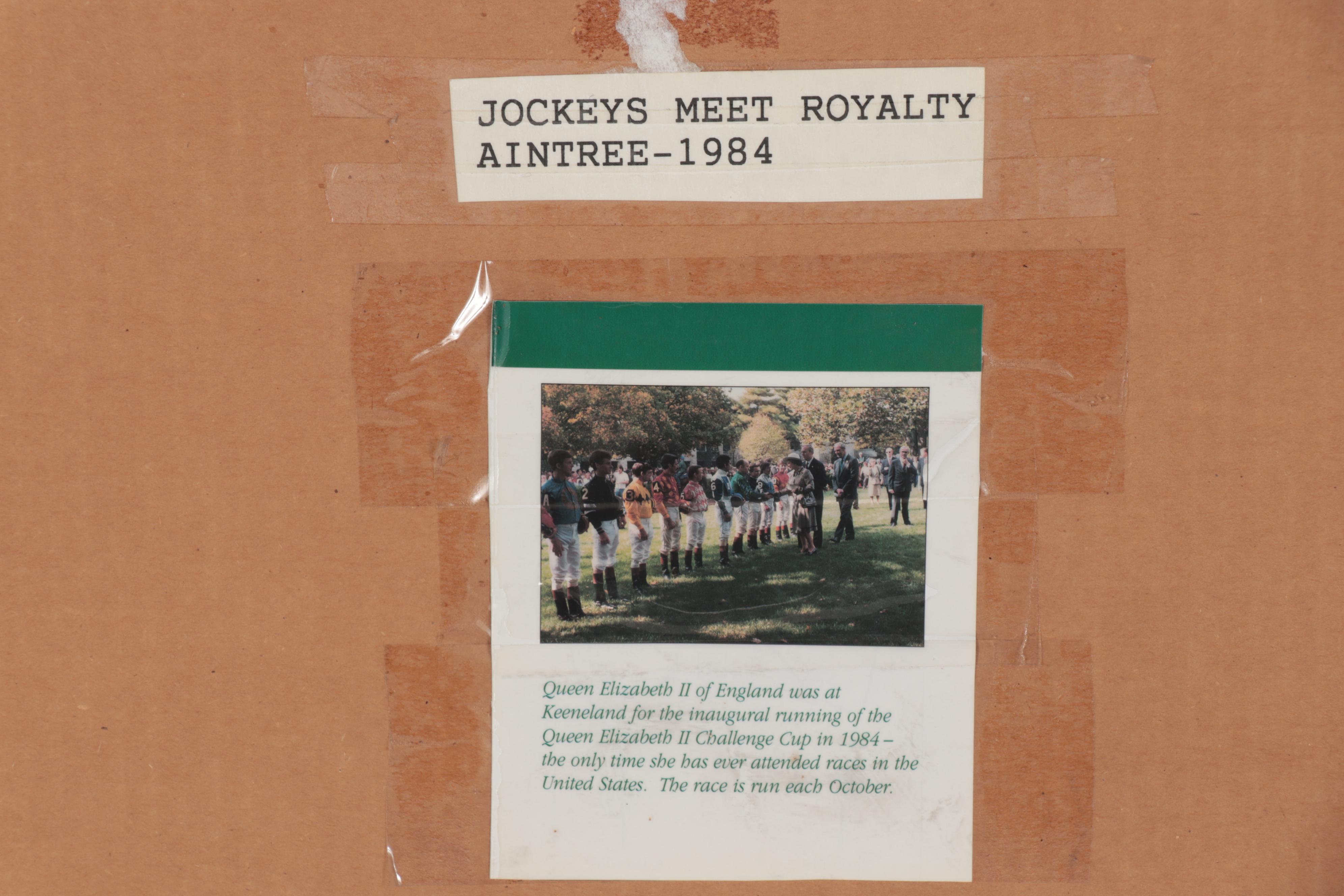 Bill Straus Photograph of Queen Elizabeth Meeting Jockeys, Keeneland, 1984