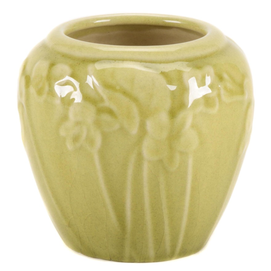 Rookwood Pottery "Violets" Chartreuse Glazed Ceramic Jardinière, 1946