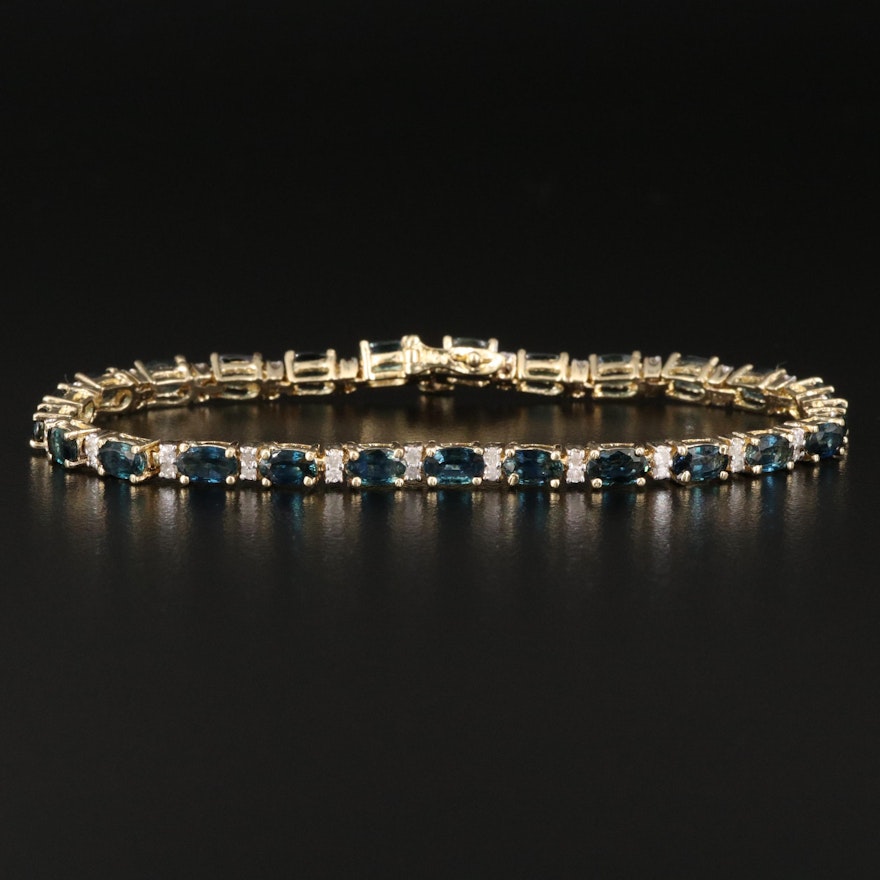 14K Sapphire and Diamond Tennis Bracelet