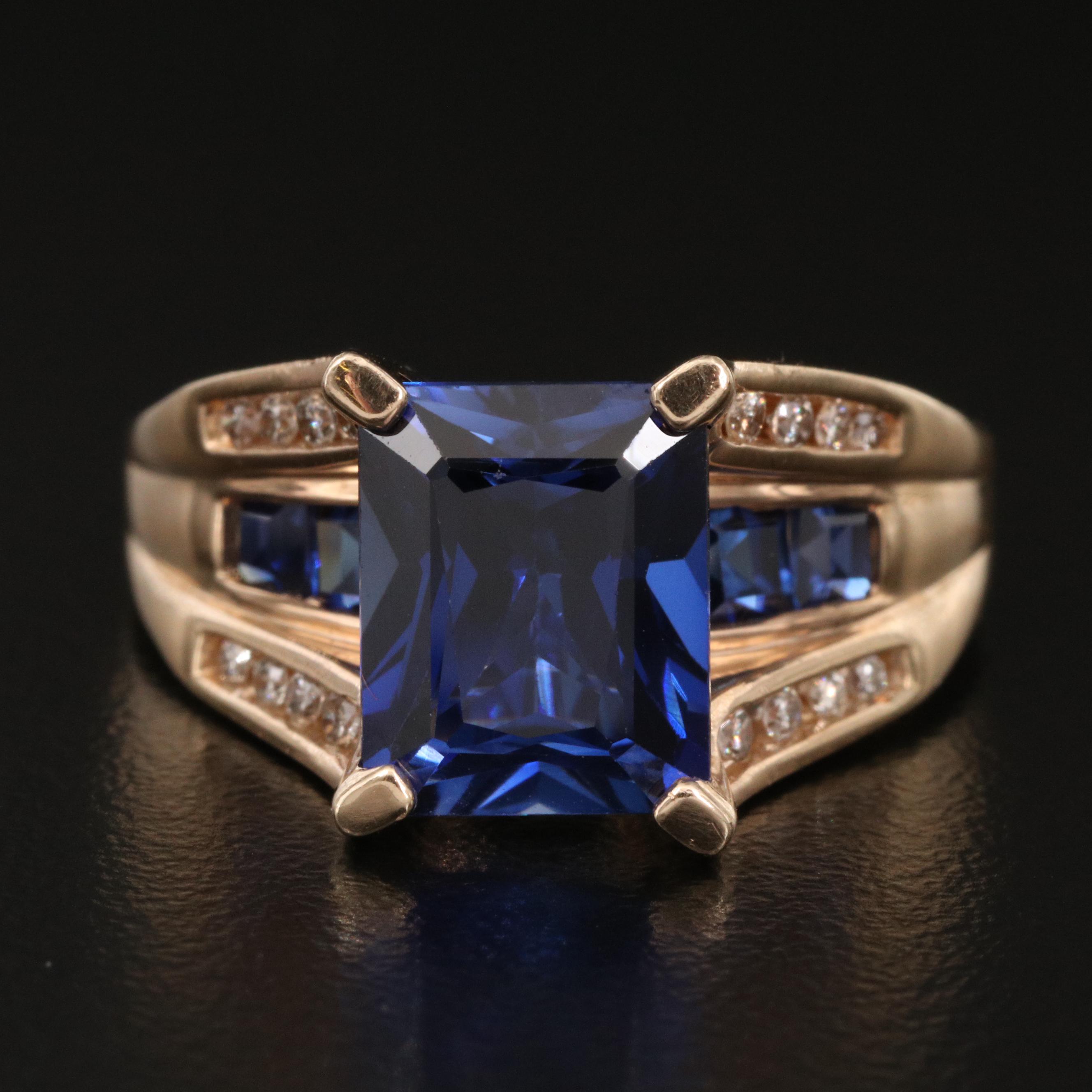 10K Sapphire and Diamond Ring