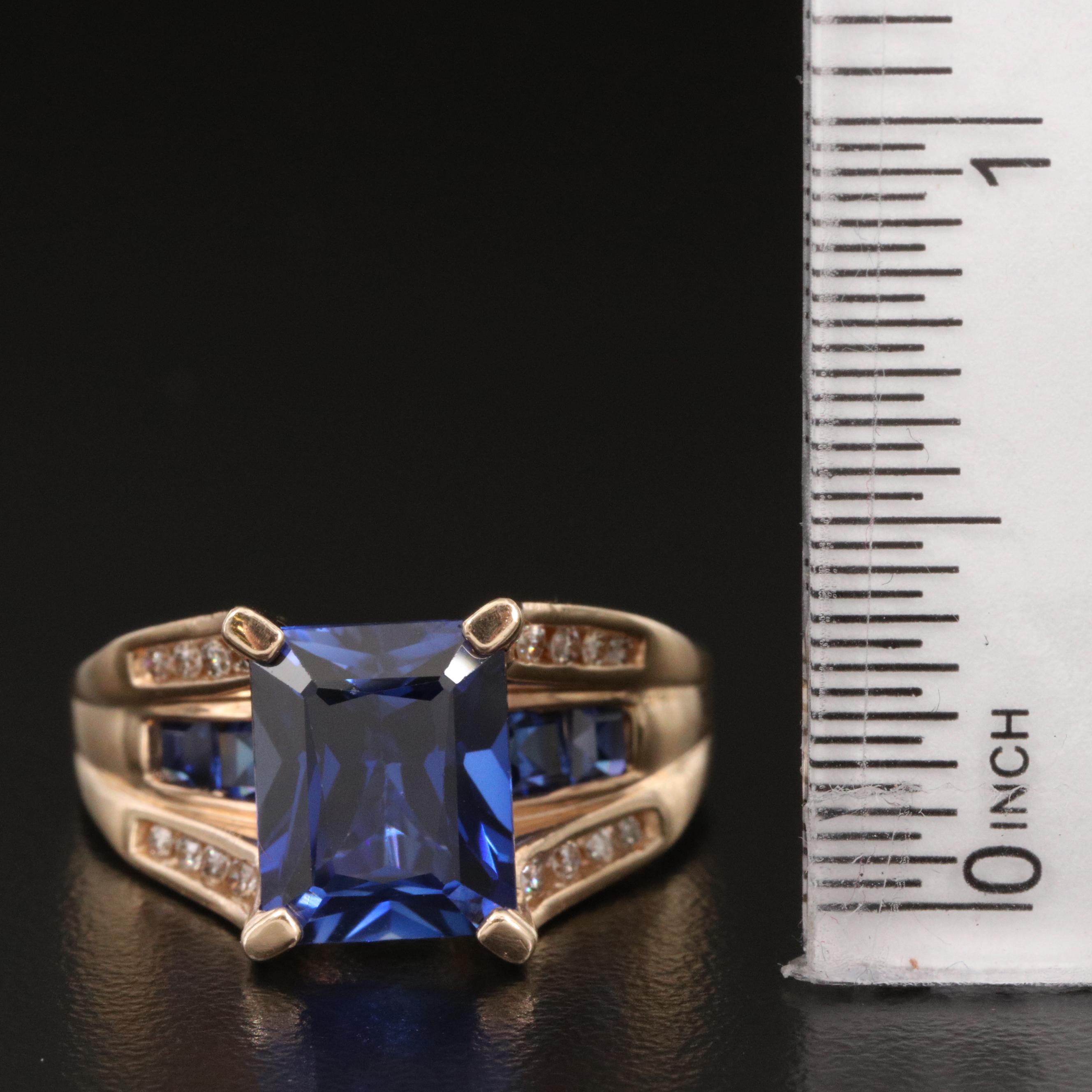 10K Sapphire and Diamond Ring