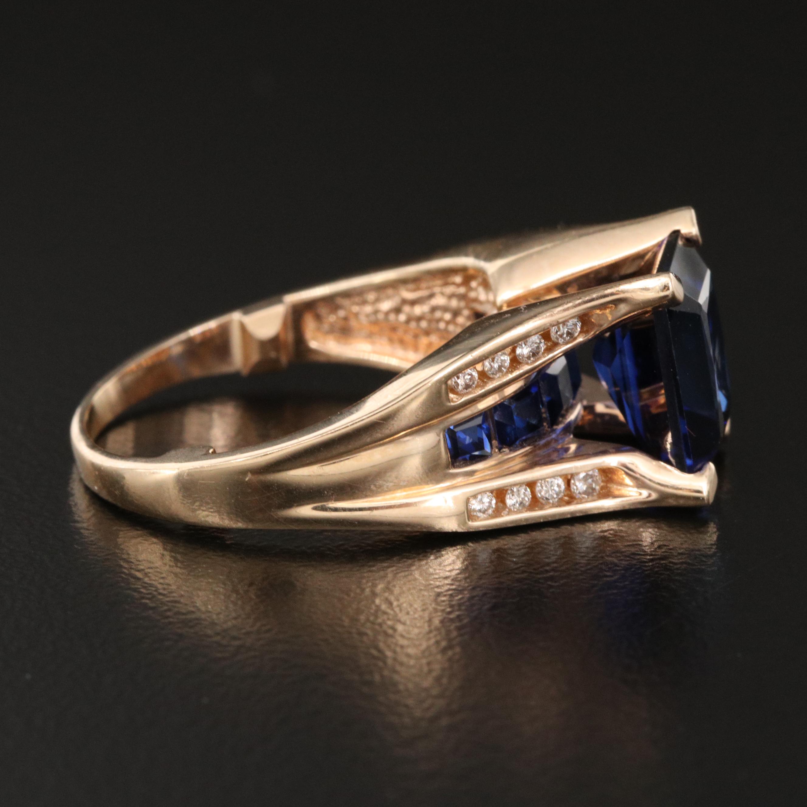 10K Sapphire and Diamond Ring