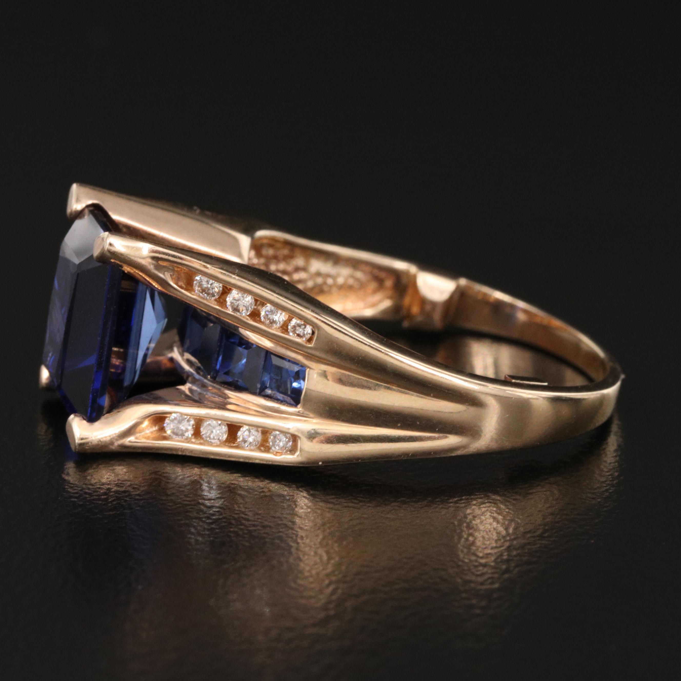 10K Sapphire and Diamond Ring