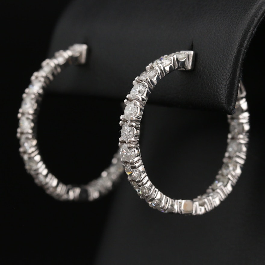 14K 4.32 CTW Diamond Inside-Out Hoop Earrings