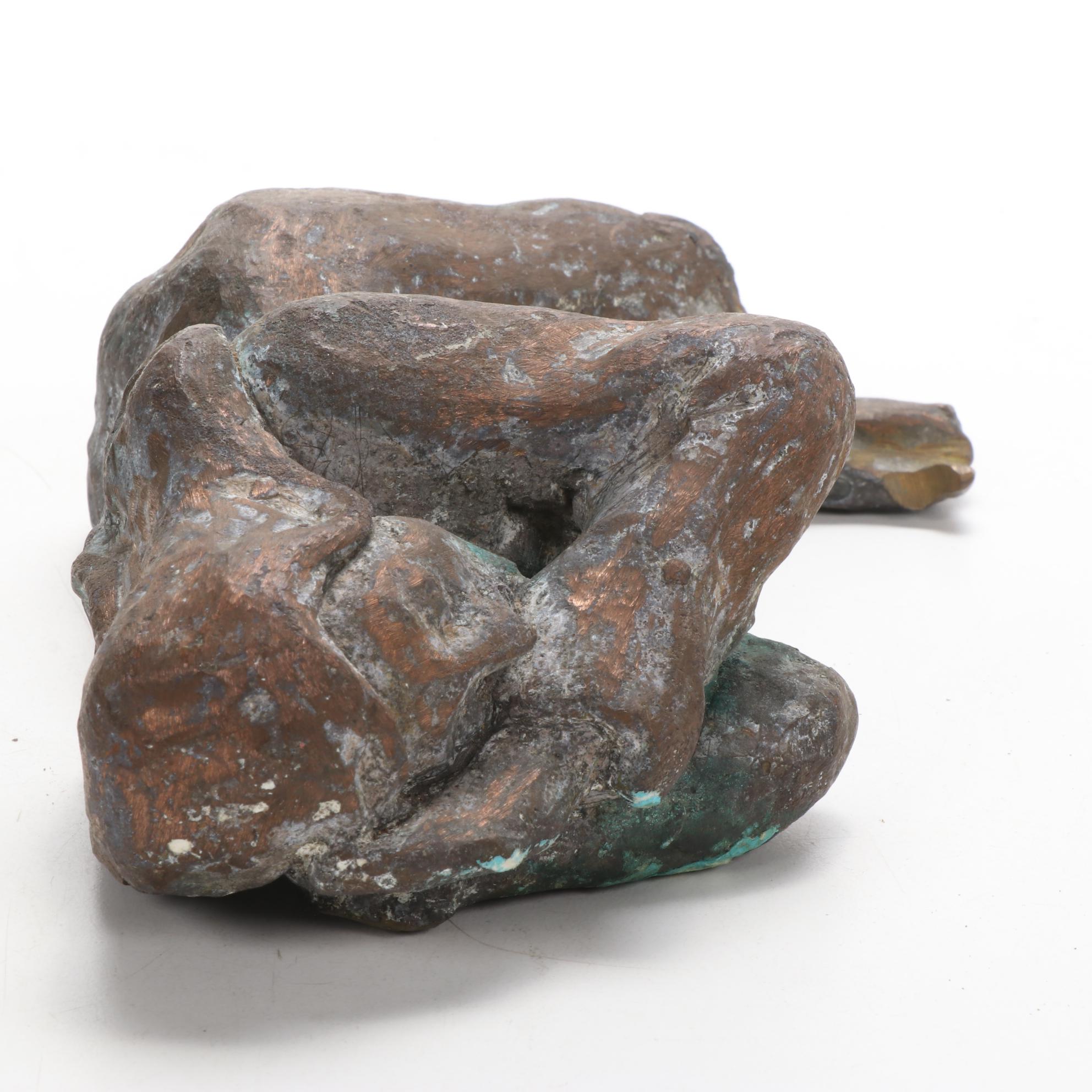 Barbara Sweney Bronze Sculpture of Resting Female Figure, Mid-Late 20th Century
