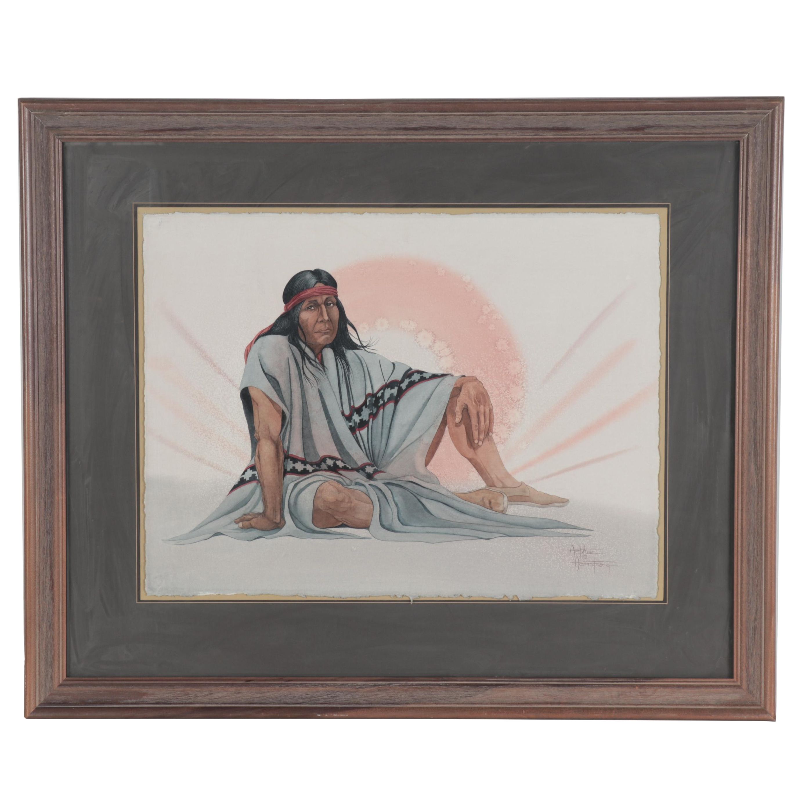Arthur Armstrong Watercolor Painting of Native American Figure