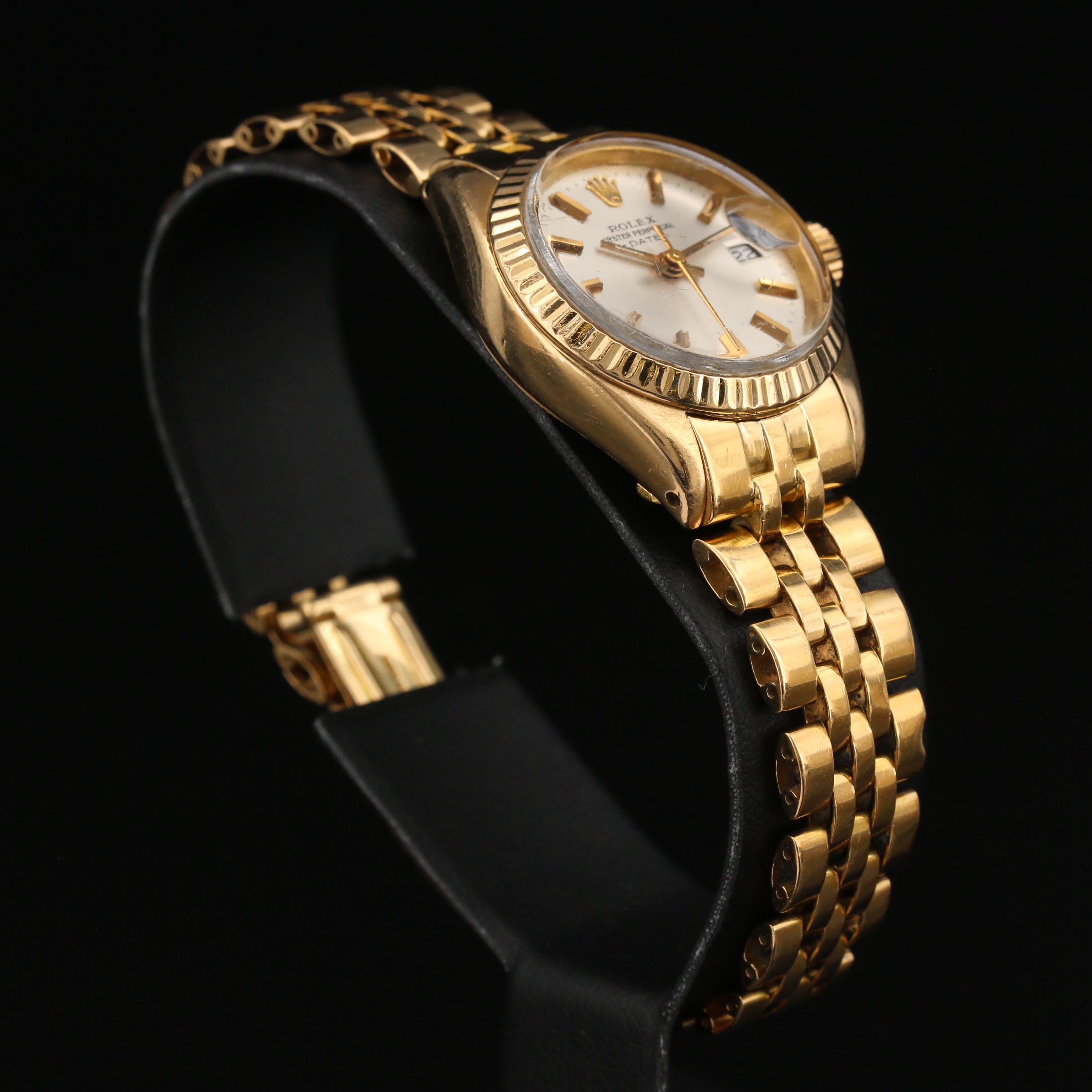 Vintage Rolex Date 18K Yellow Gold Automatic Watch