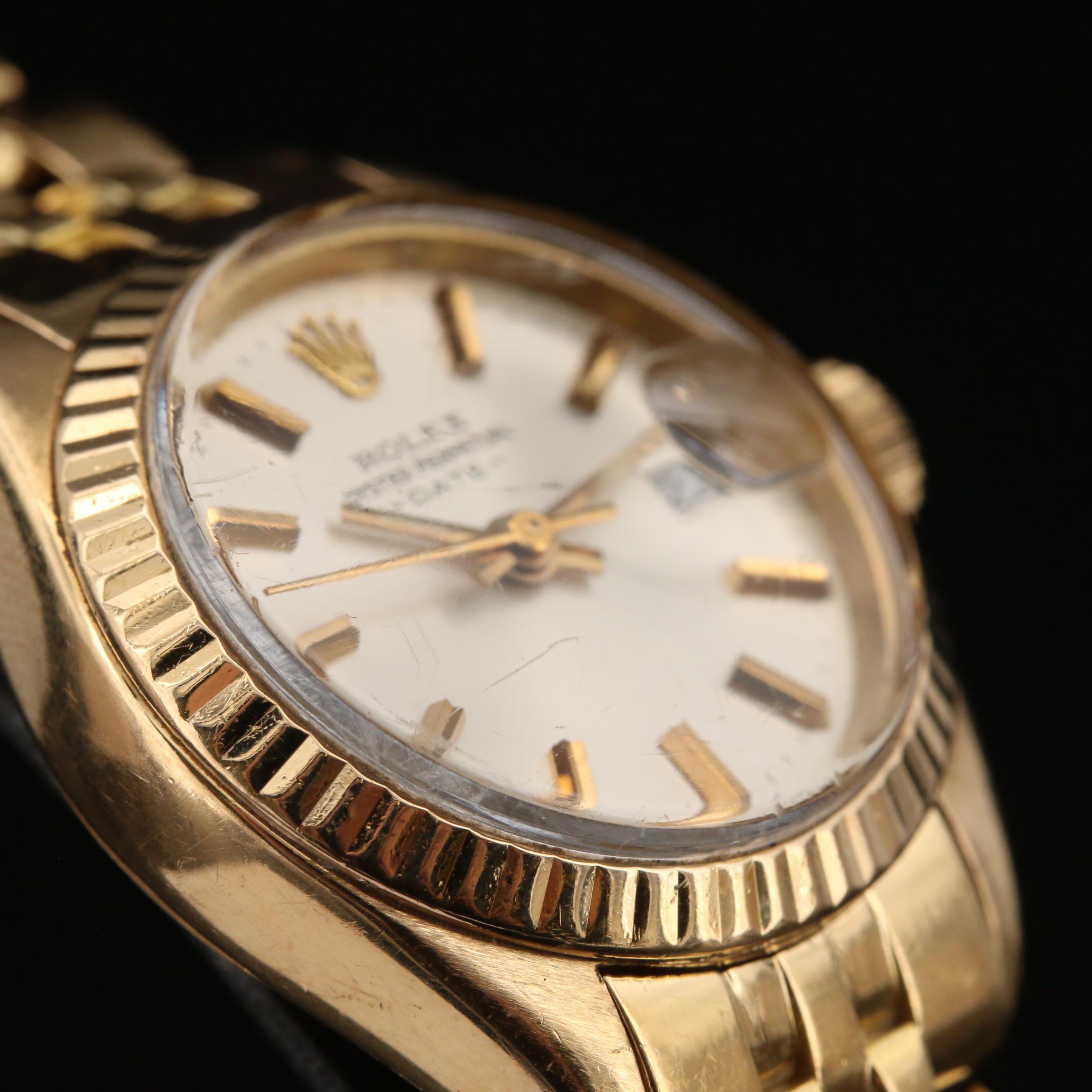 Vintage Rolex Date 18K Yellow Gold Automatic Watch
