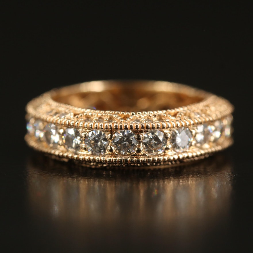 14K Moissanite and Diamond Band