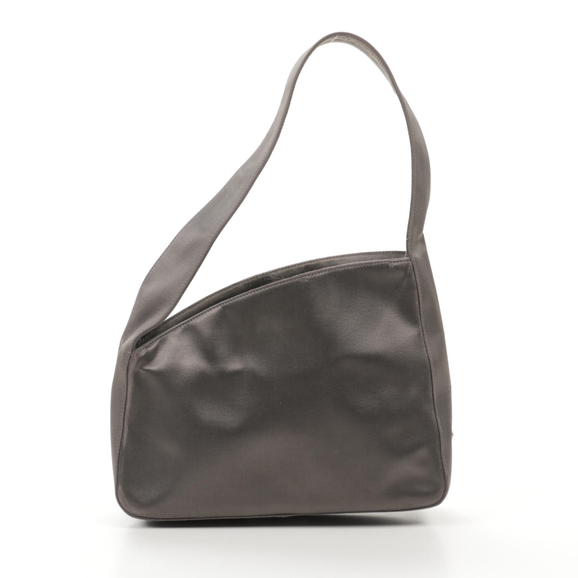 Prada Asymmetrical Shoulder Bag in Grey Satin