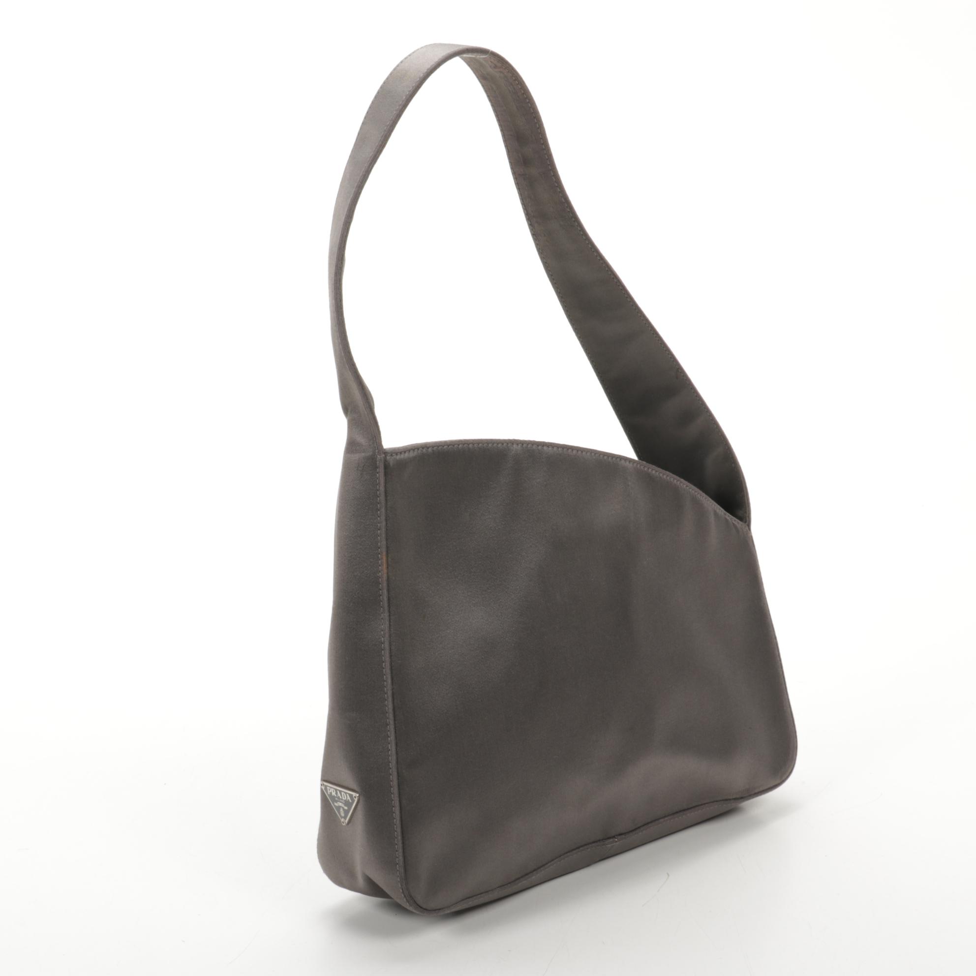 Prada Asymmetrical Shoulder Bag in Grey Satin