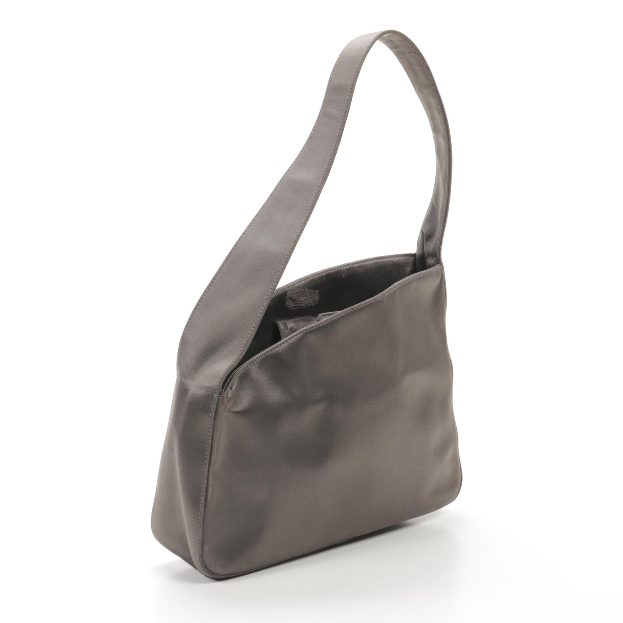 Prada Asymmetrical Shoulder Bag in Grey Satin