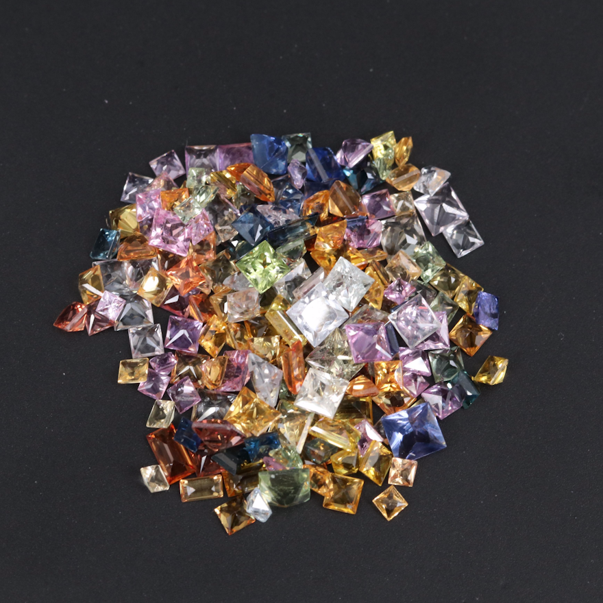 Loose 15.10 CTW Square and Rectangular Faceted Multicolor Sapphires