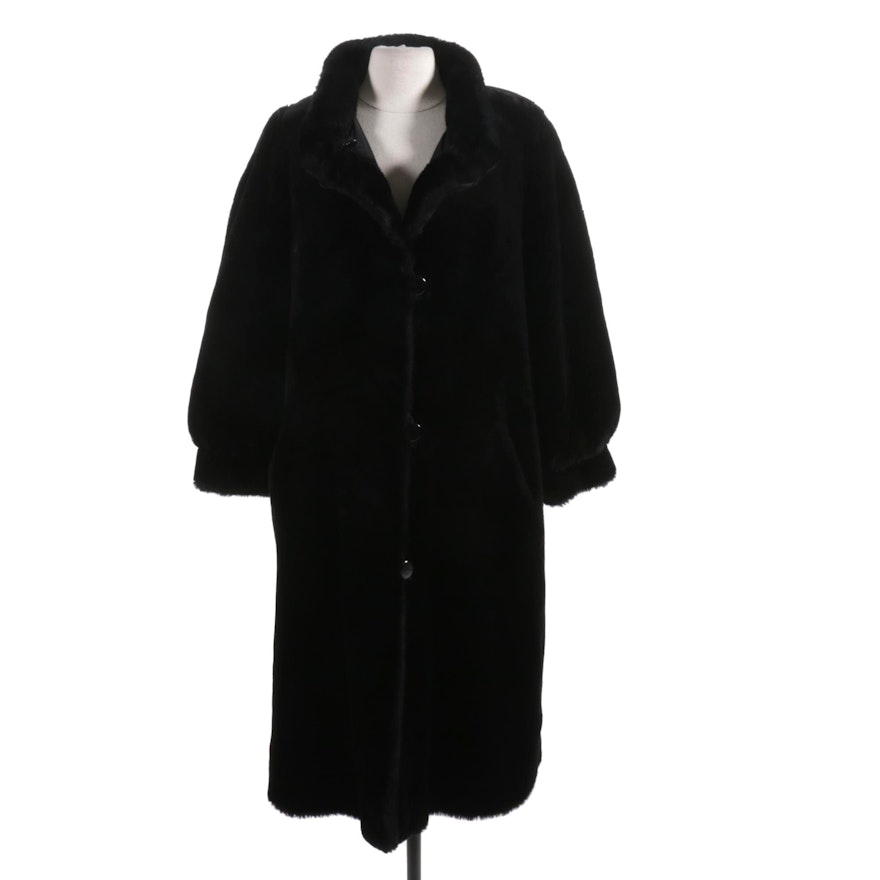 J. Percy for Marvin Richards Faux Fur Coat with Tapered Cuffs