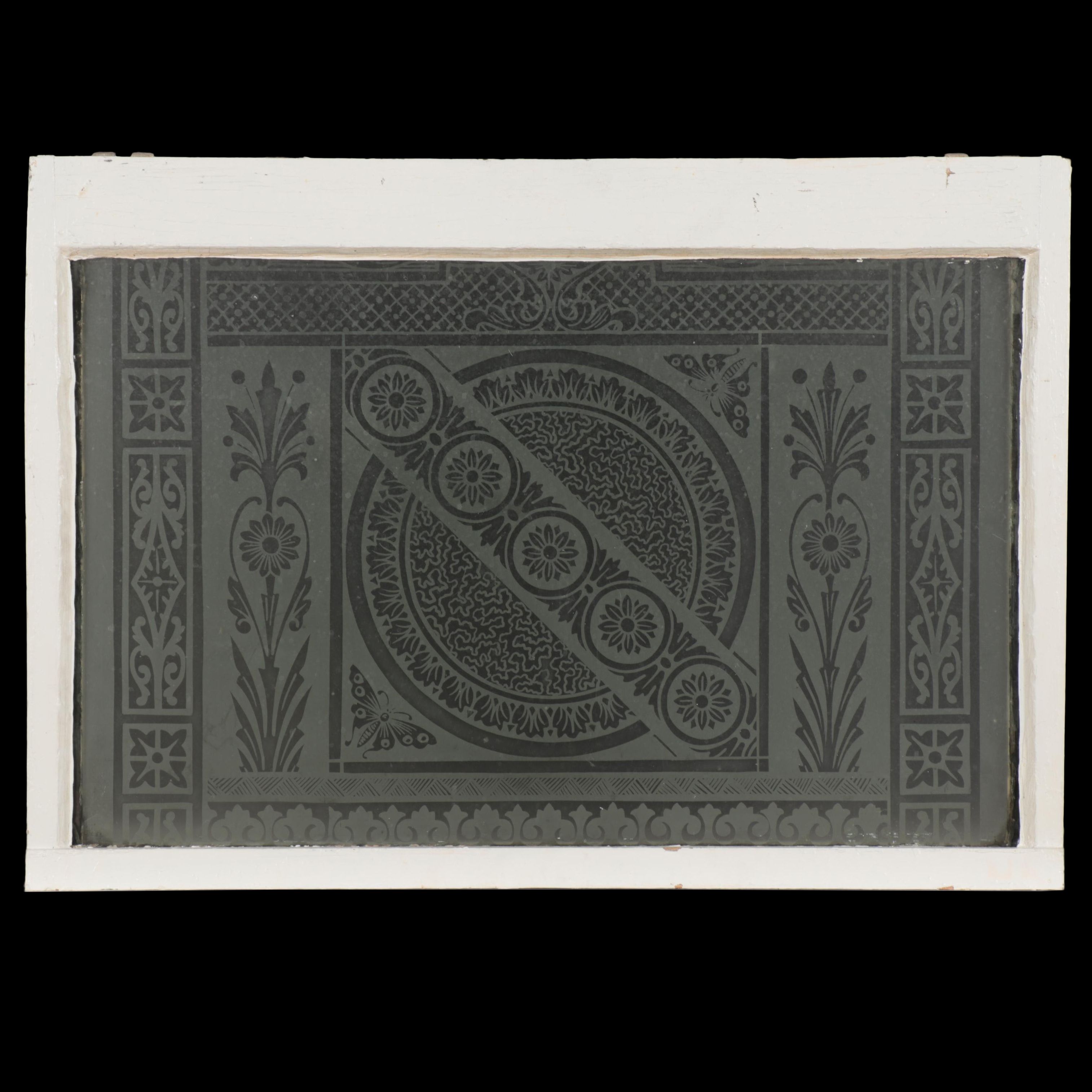 Aesthetic Movement Satin Frosted Glass Window Pane, Late 19th/Early 20th Century