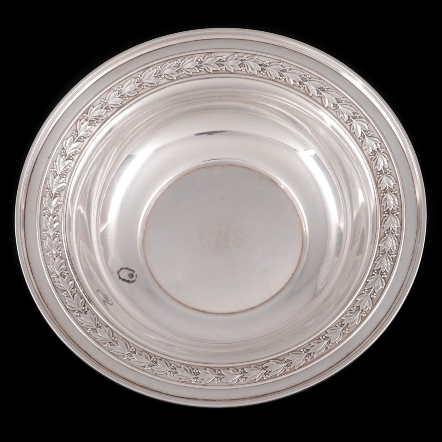 Wallace Sterling Silver Holly Rim Bowl, Mid-20th Century