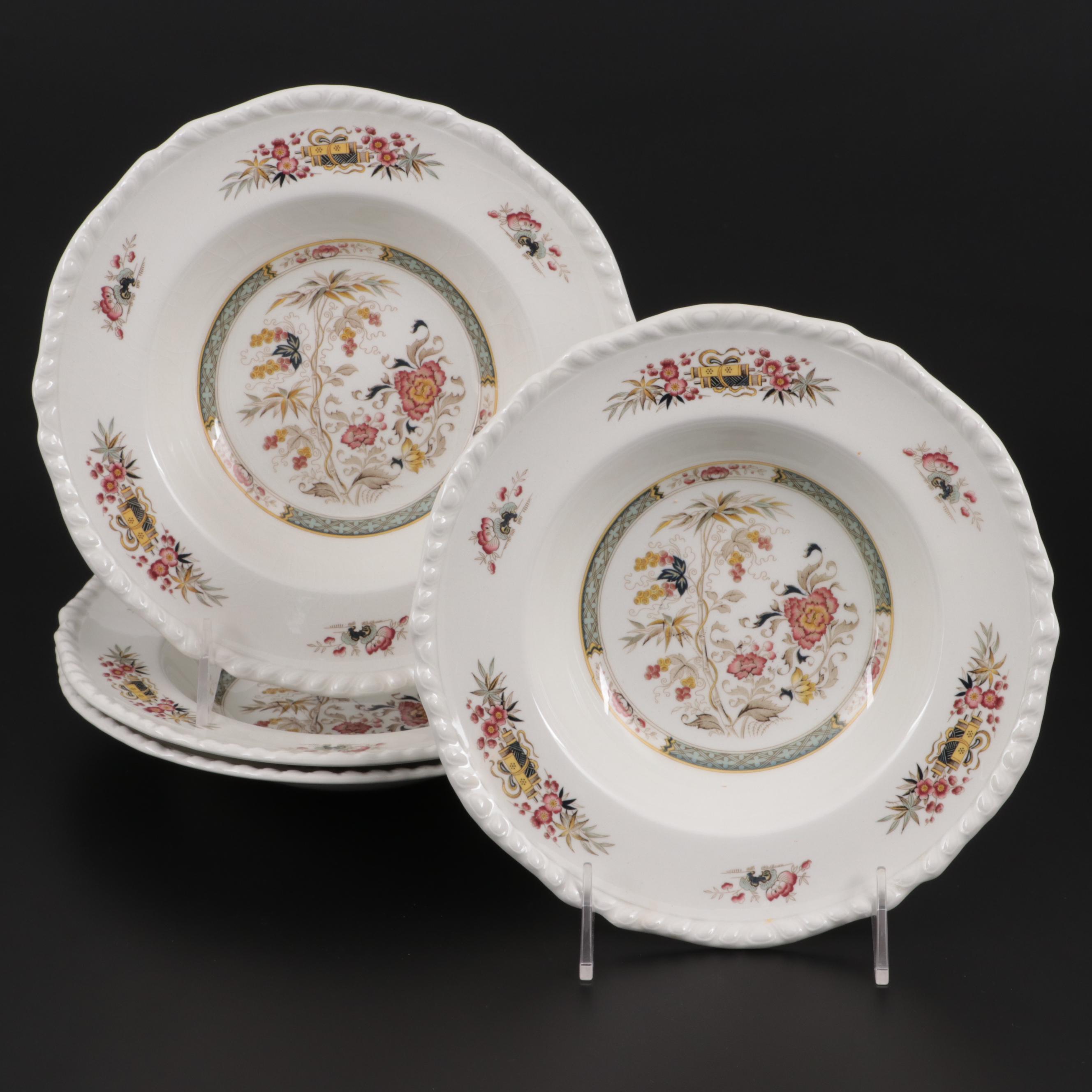 Adams "Jeddo" Ironstone Rim Soup Bowls, Late 20th Century