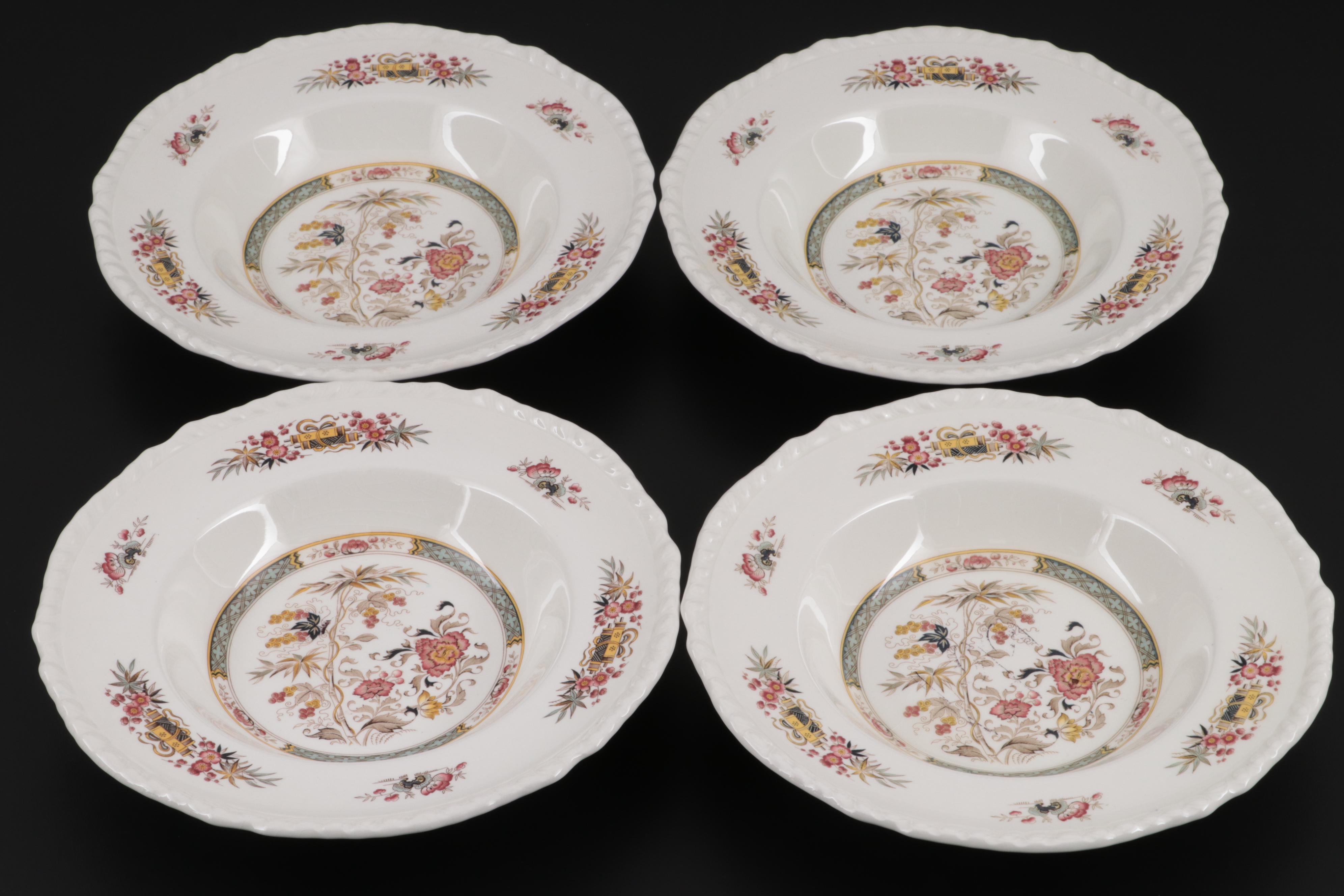 Adams "Jeddo" Ironstone Rim Soup Bowls, Late 20th Century