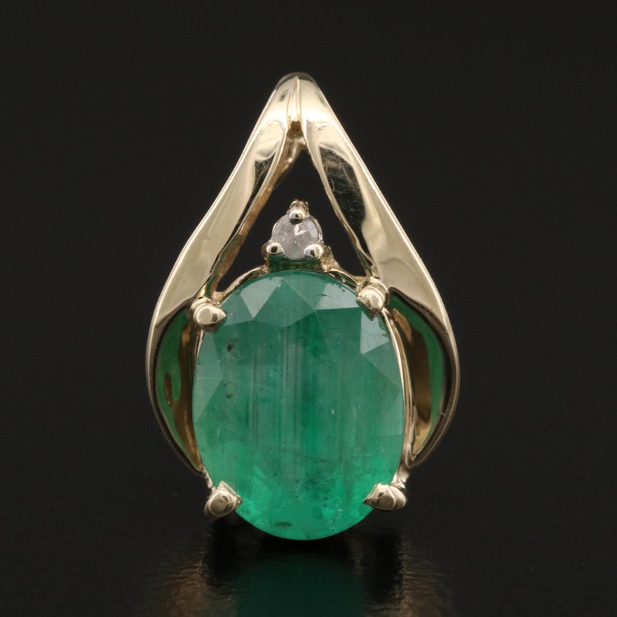 10K 1.74 CT Emerald and Diamond Pendant