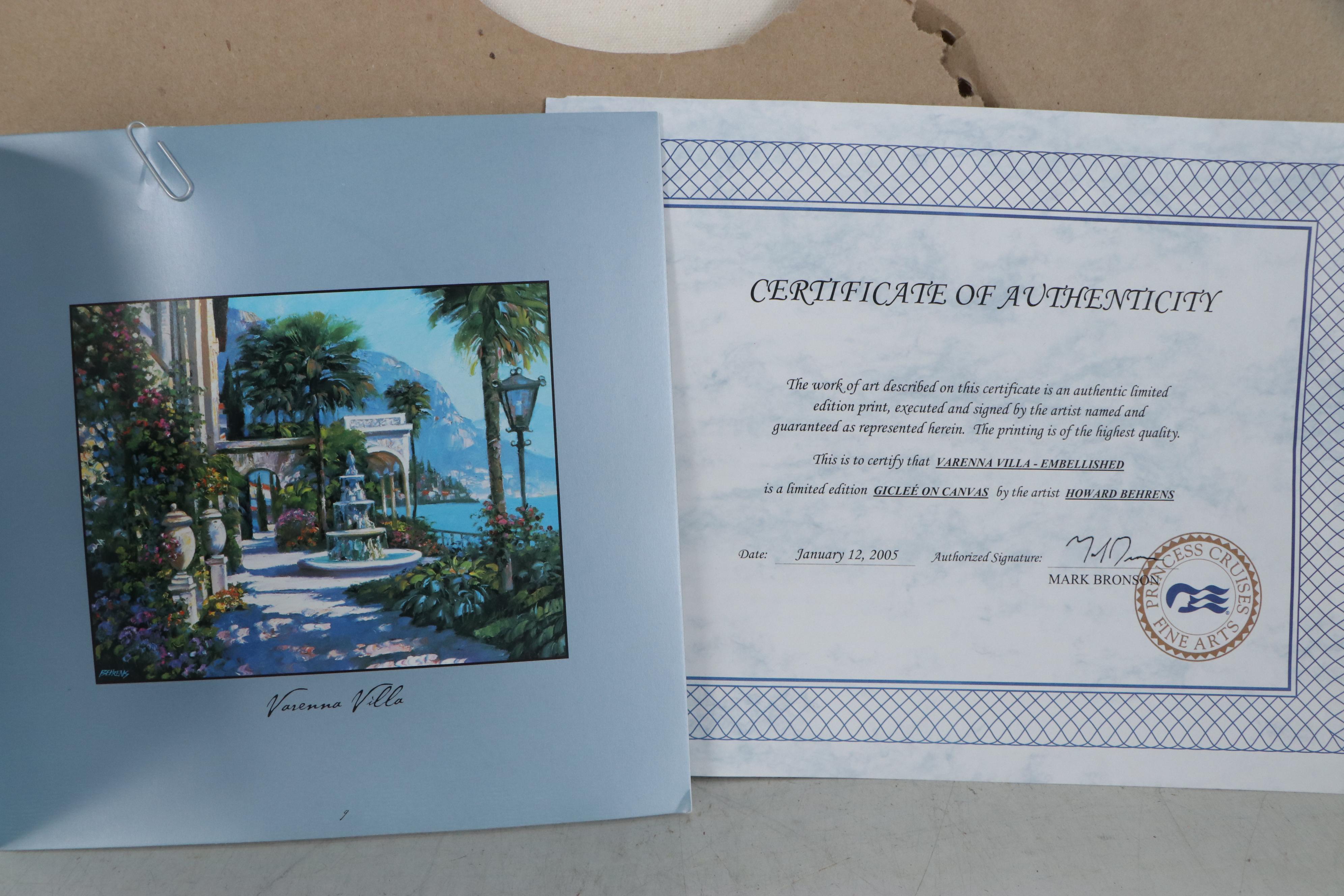 Howard Behrens Embellished Giclée "Varenna Villa"