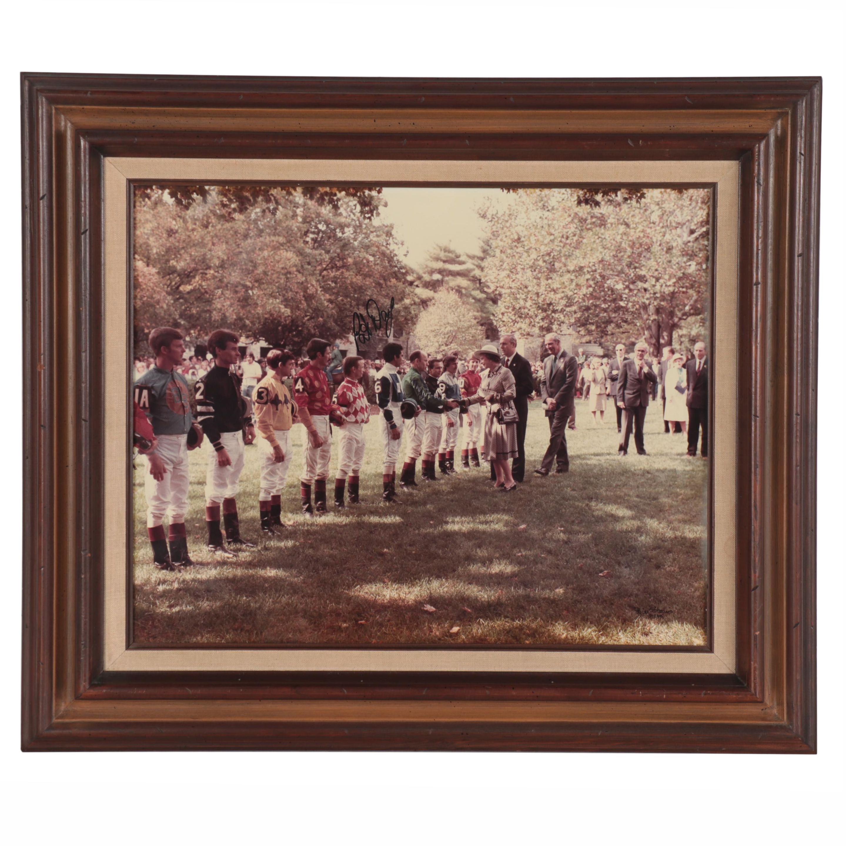 Bill Straus Photograph of Queen Elizabeth Meeting Jockeys, Keeneland, 1984