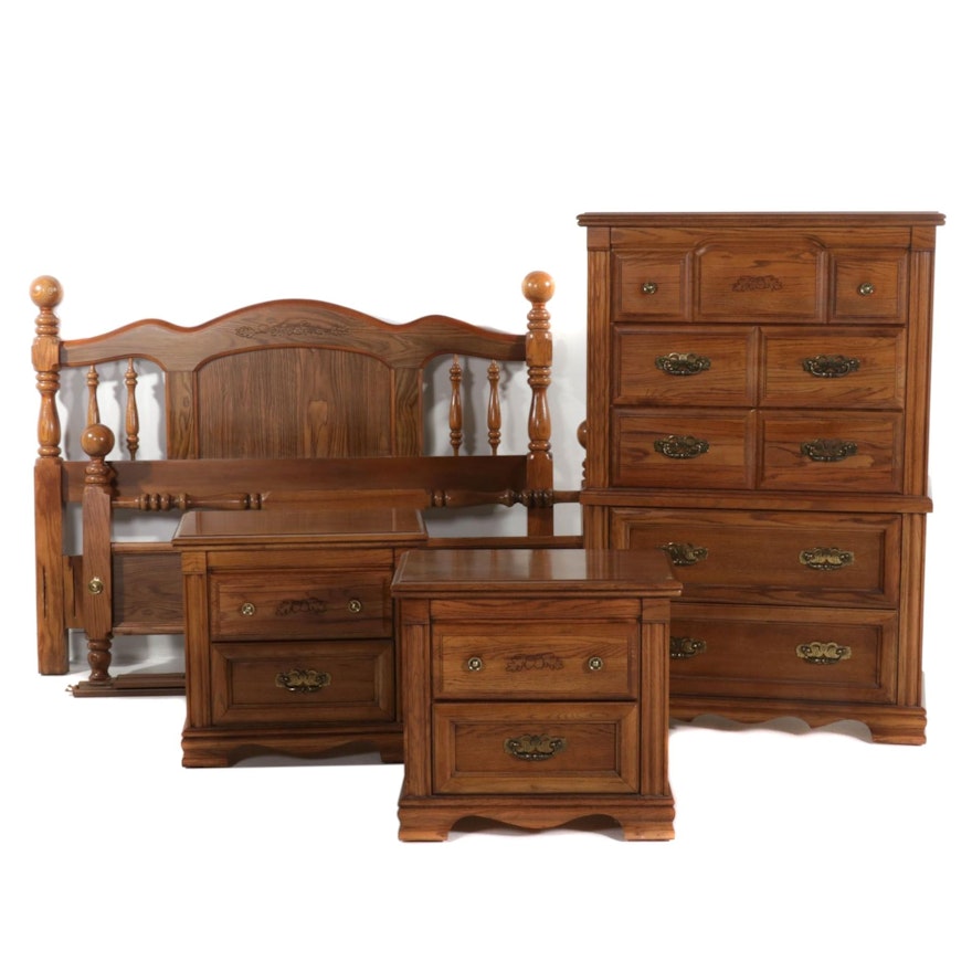 Broyhill Oak Bedroom Set, Late 20th Century